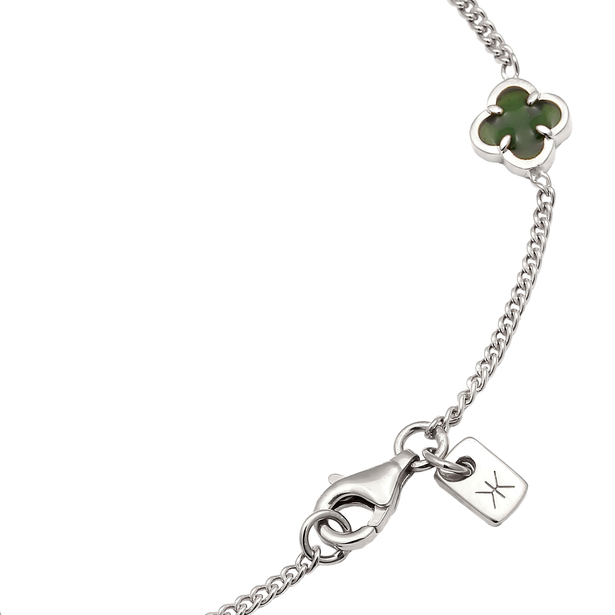 Silber - KUZZOI | Armband Kleeblatt | Emaille (Grün) | 925 Sterling Silber