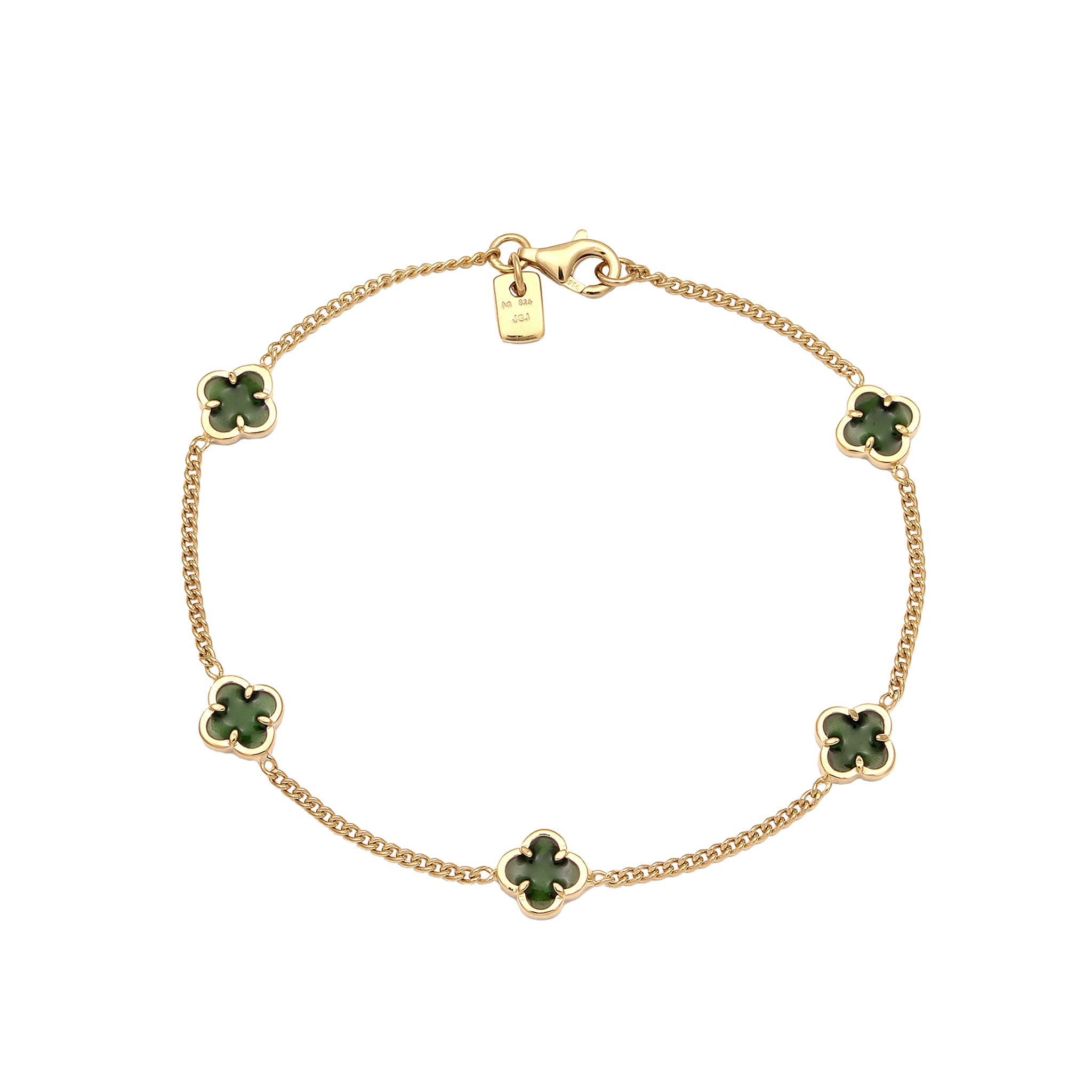 Grün - KUZZOI | Armband Kleeblatt | Emaille (Grün) | 925 Sterling Silber vergoldet