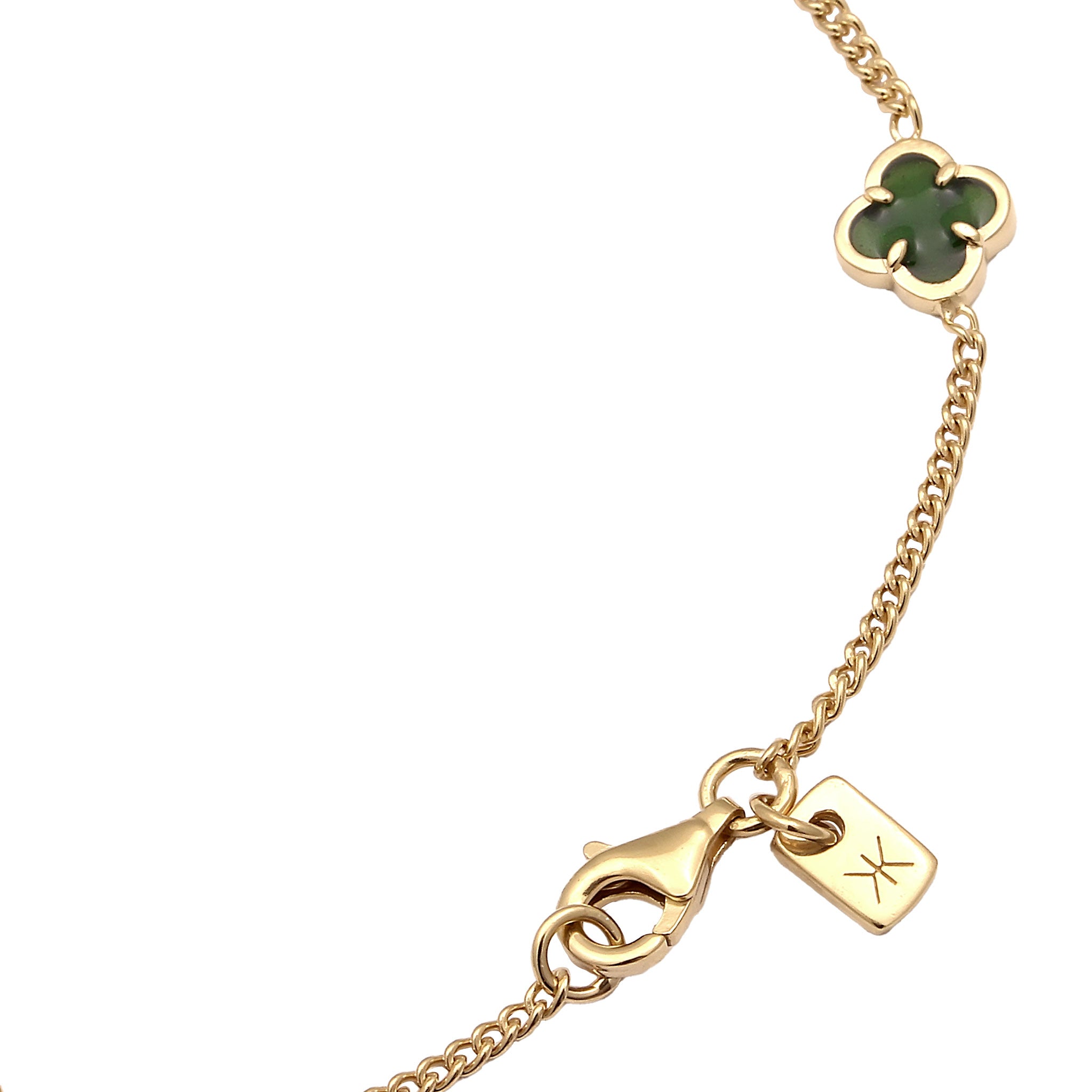 Grün - KUZZOI | Armband Kleeblatt | Emaille (Grün) | 925 Sterling Silber vergoldet