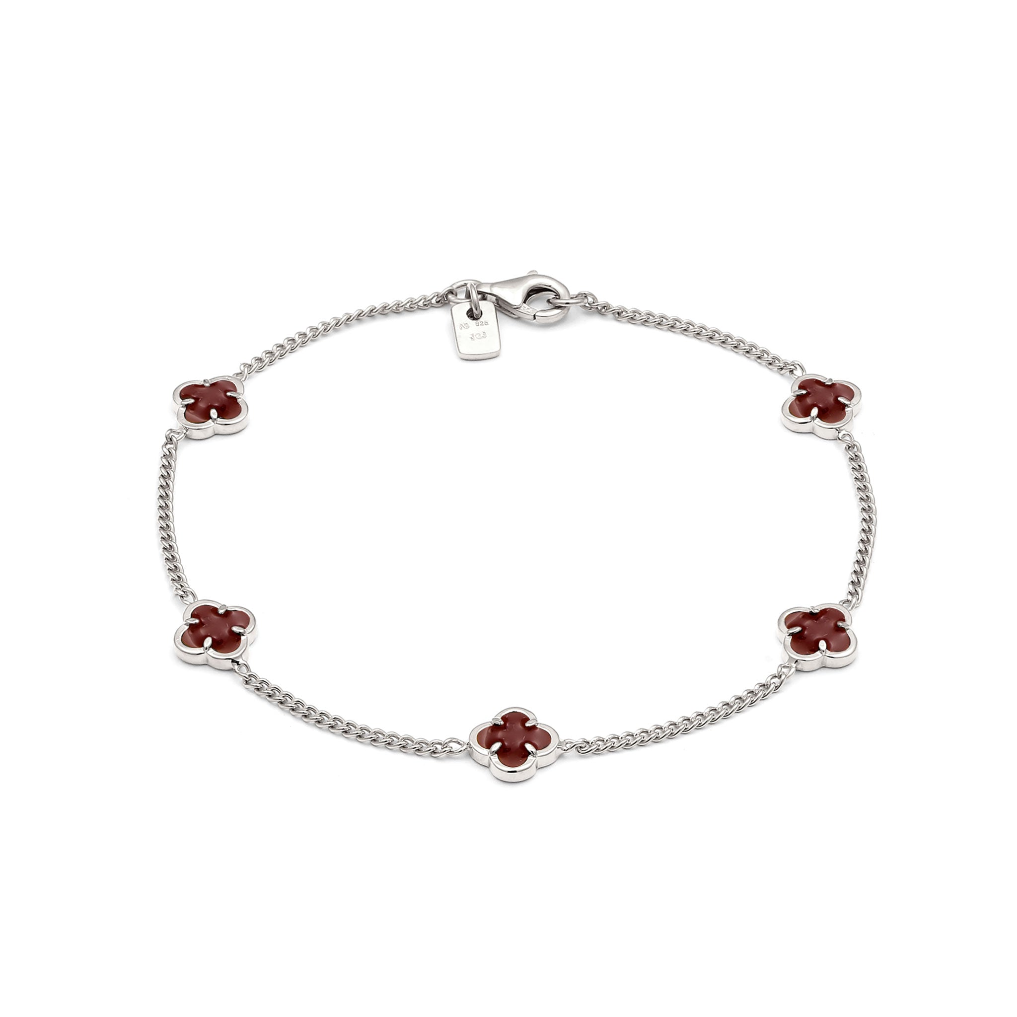 Curb chain bracelet cloverleaf | enamel