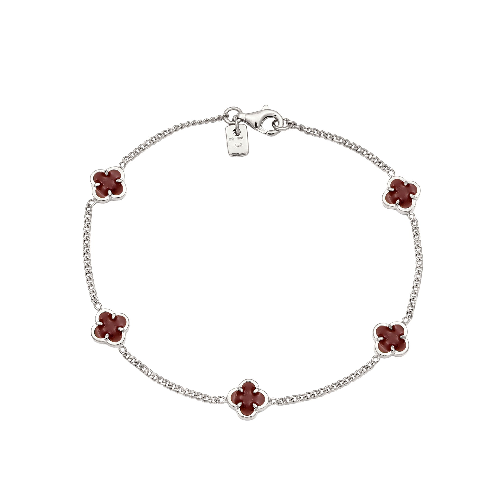 Dunkelrot - KUZZOI | Armband Kleeblatt | Emaille (Rot) | 925 Sterling Silber