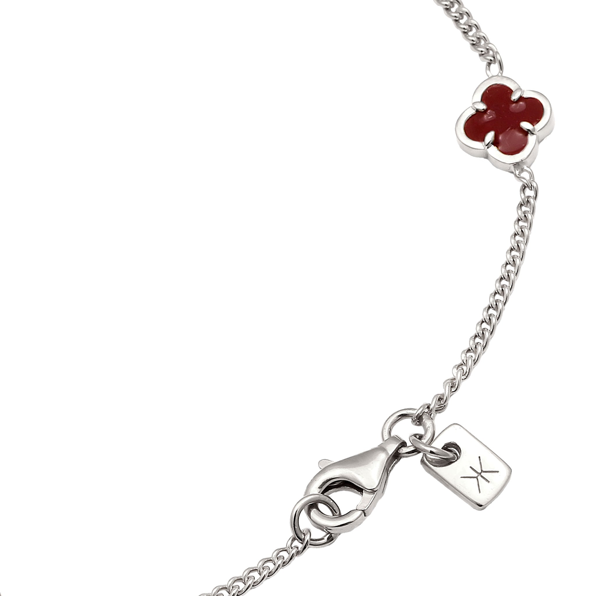 Dunkelrot - KUZZOI | Armband Kleeblatt | Emaille (Rot) | 925 Sterling Silber
