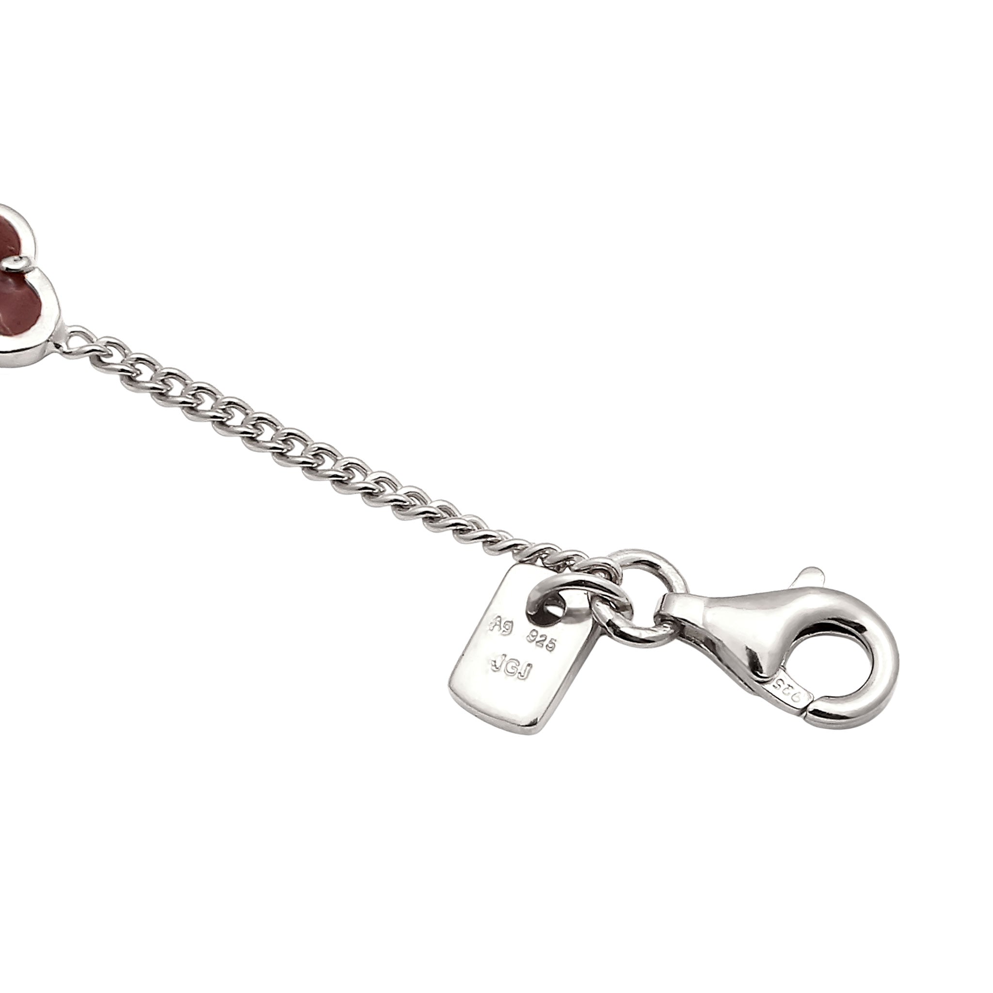 Dunkelrot - KUZZOI | Armband Kleeblatt | Emaille (Rot) | 925 Sterling Silber