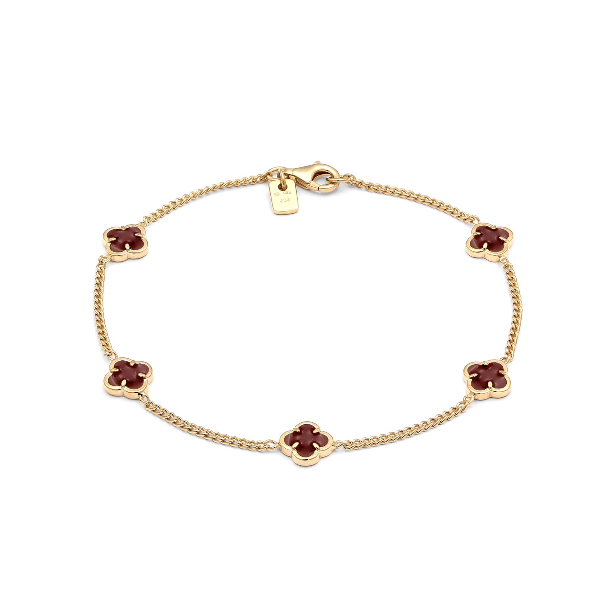 Curb chain bracelet cloverleaf | enamel