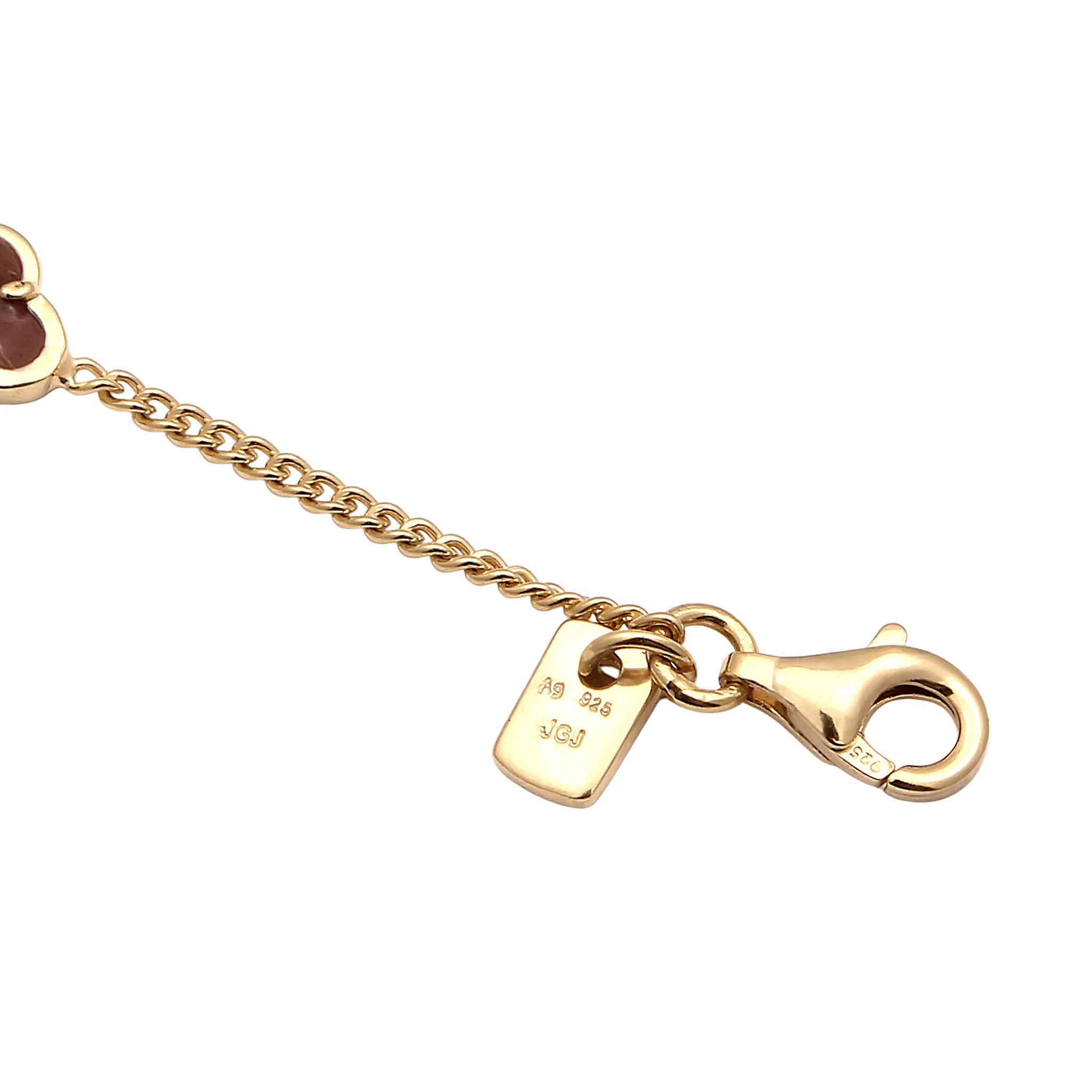 Gelb - KUZZOI | Armband Kleeblatt | Emaille (Rot) | 925 Sterling Silber vergoldet