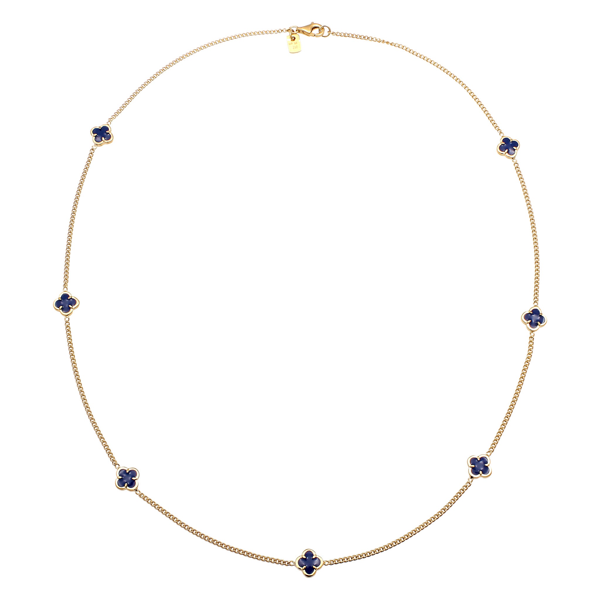 Gold - KUZZOI | Halskette Kleeblatt | Emaille (Blau) | 925 Sterling Silber vergoldet