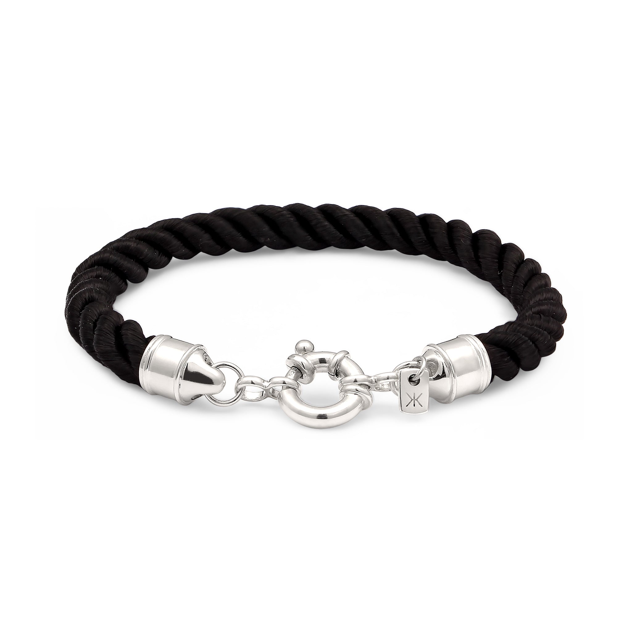 Schwarz - KUZZOI | Armband Gedreht | Textil (Schwarz) | 925 Sterling Silber