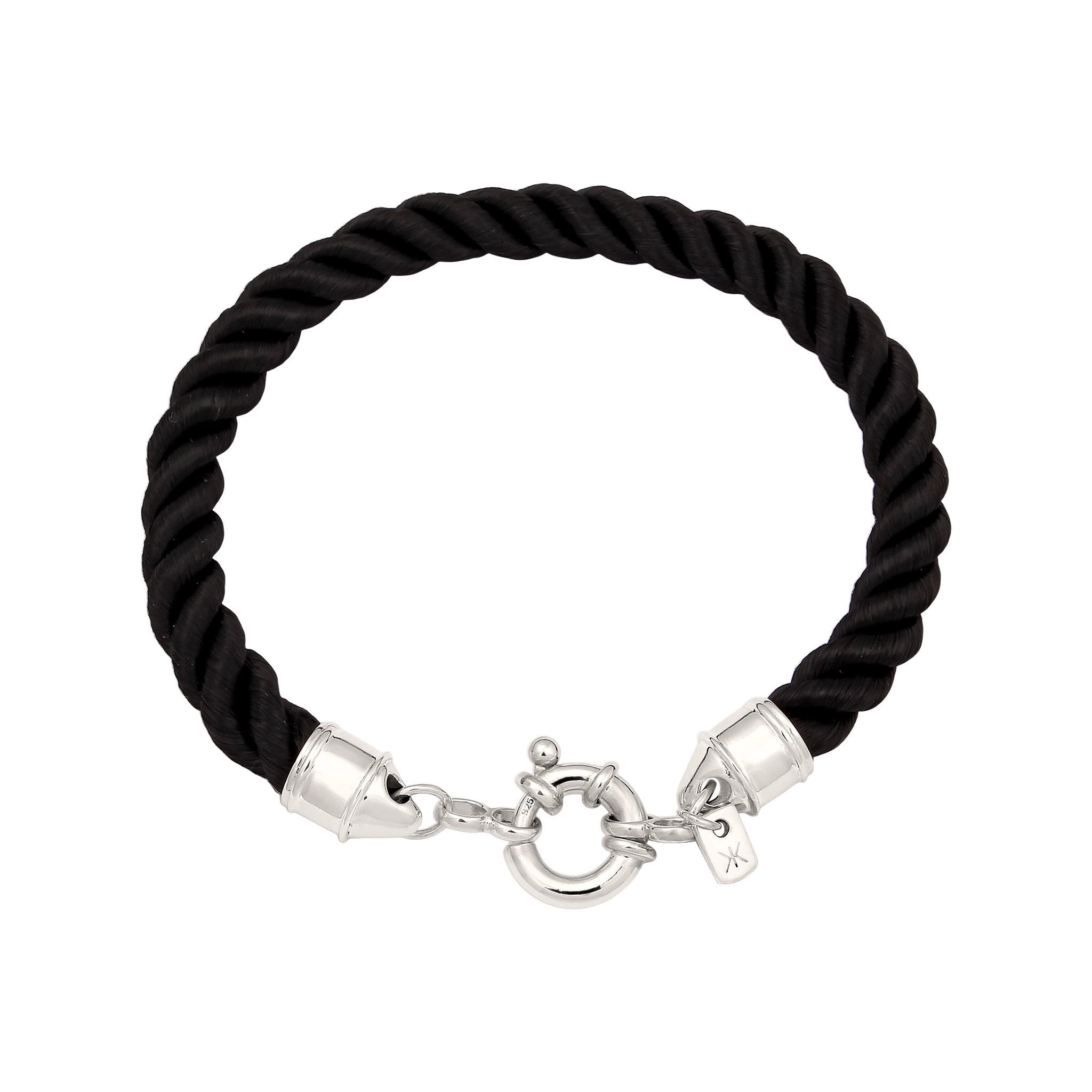 Schwarz - KUZZOI | Armband Gedreht | Textil (Schwarz) | 925 Sterling Silber