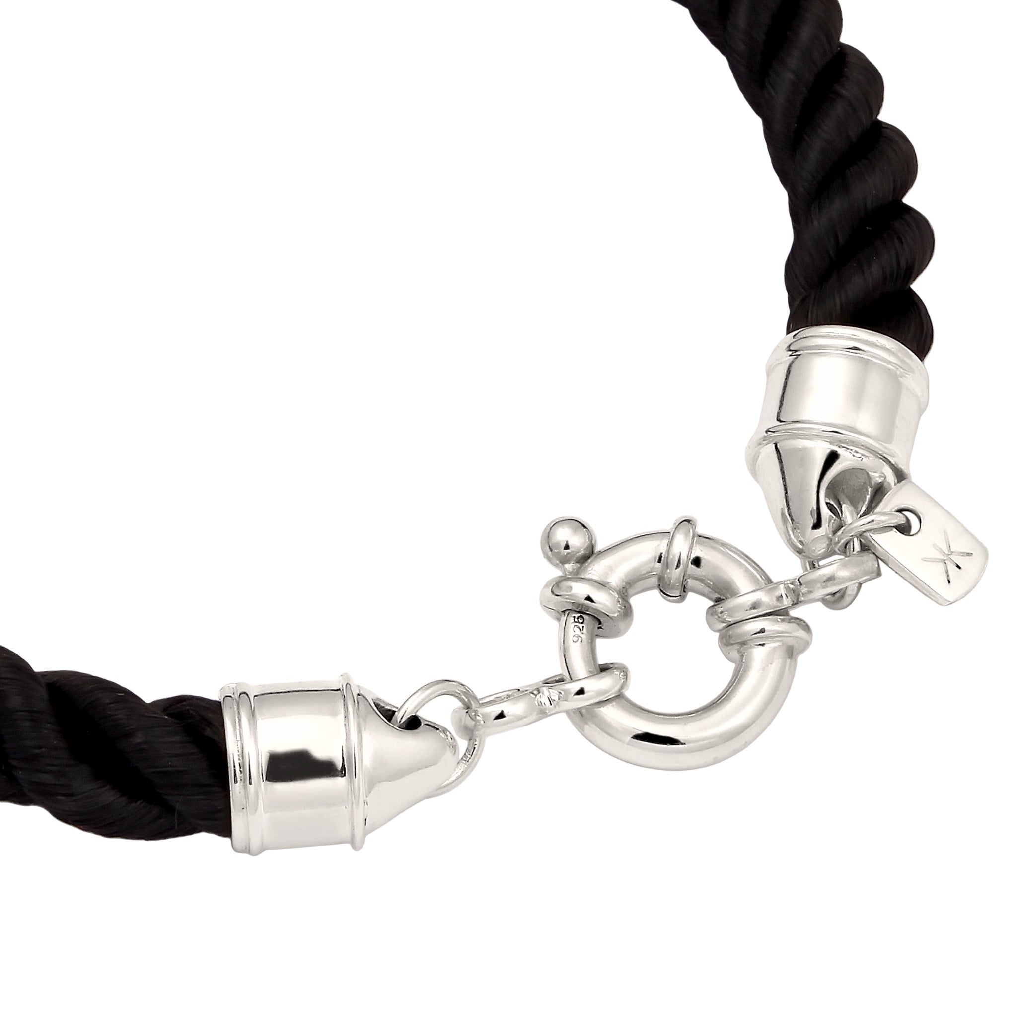 Schwarz - KUZZOI | Armband Gedreht | Textil (Schwarz) | 925 Sterling Silber