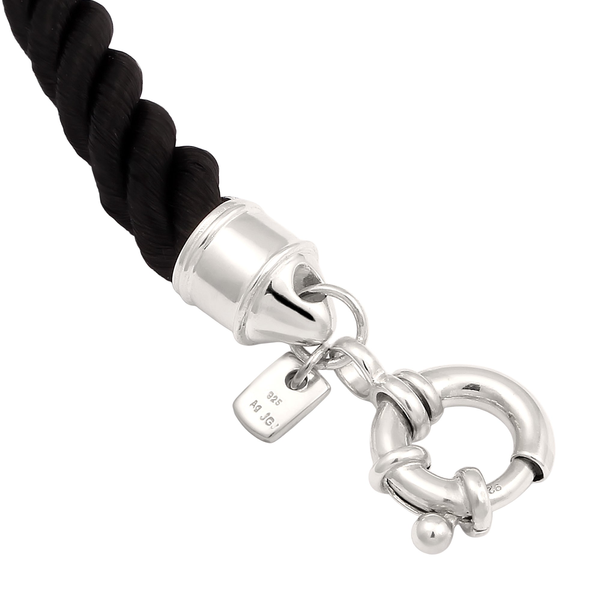 Schwarz - KUZZOI | Armband Gedreht | Textil (Schwarz) | 925 Sterling Silber