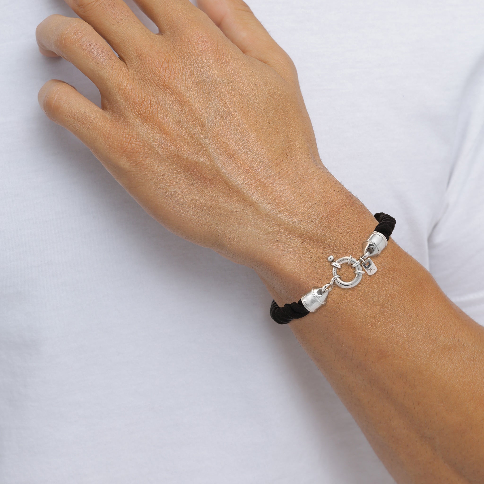 Schwarz - KUZZOI | Armband Gedreht | Textil (Schwarz) | 925 Sterling Silber