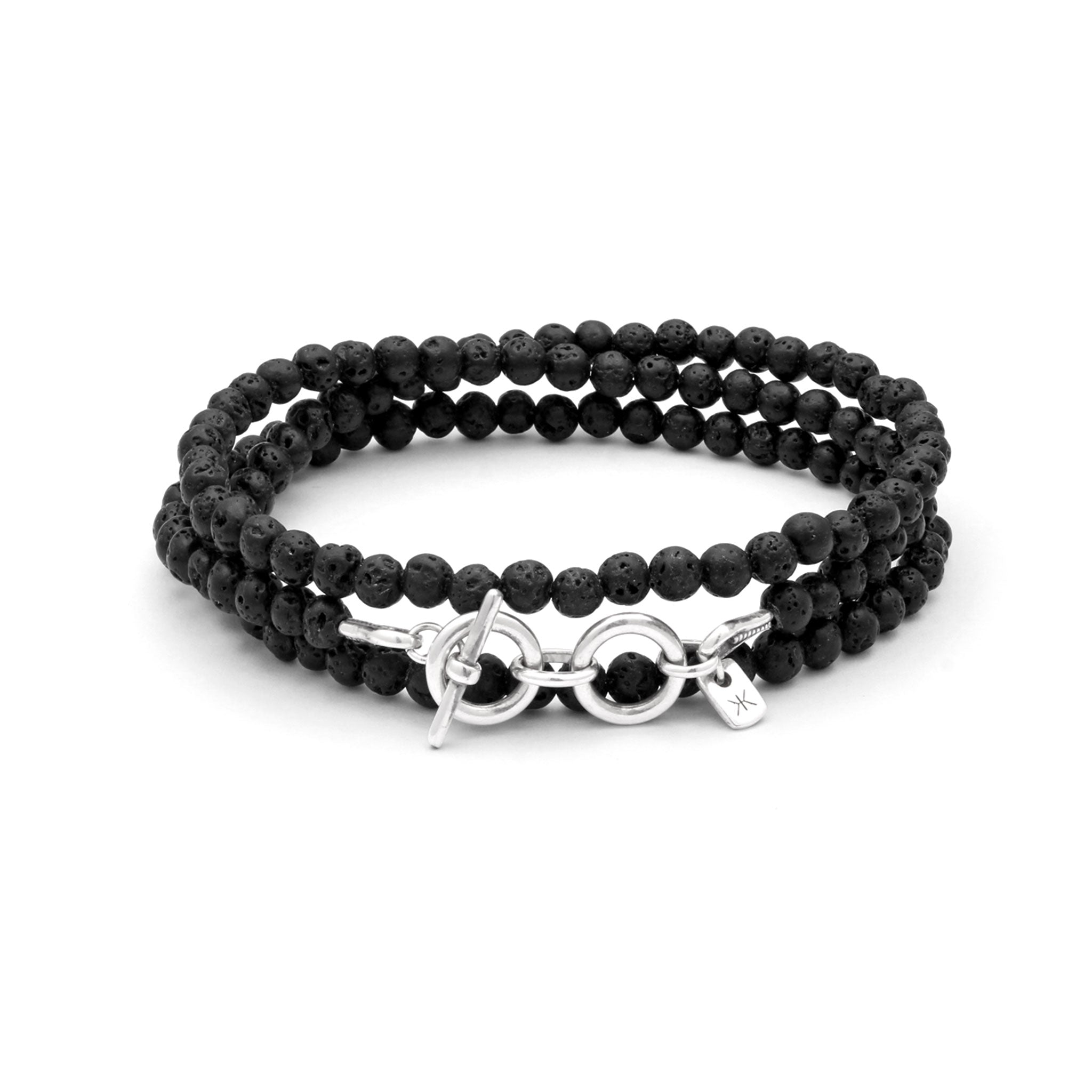Schwarz - KUZZOI | Armband Perlen | Lava (Schwarz) | 925 Sterling Silber