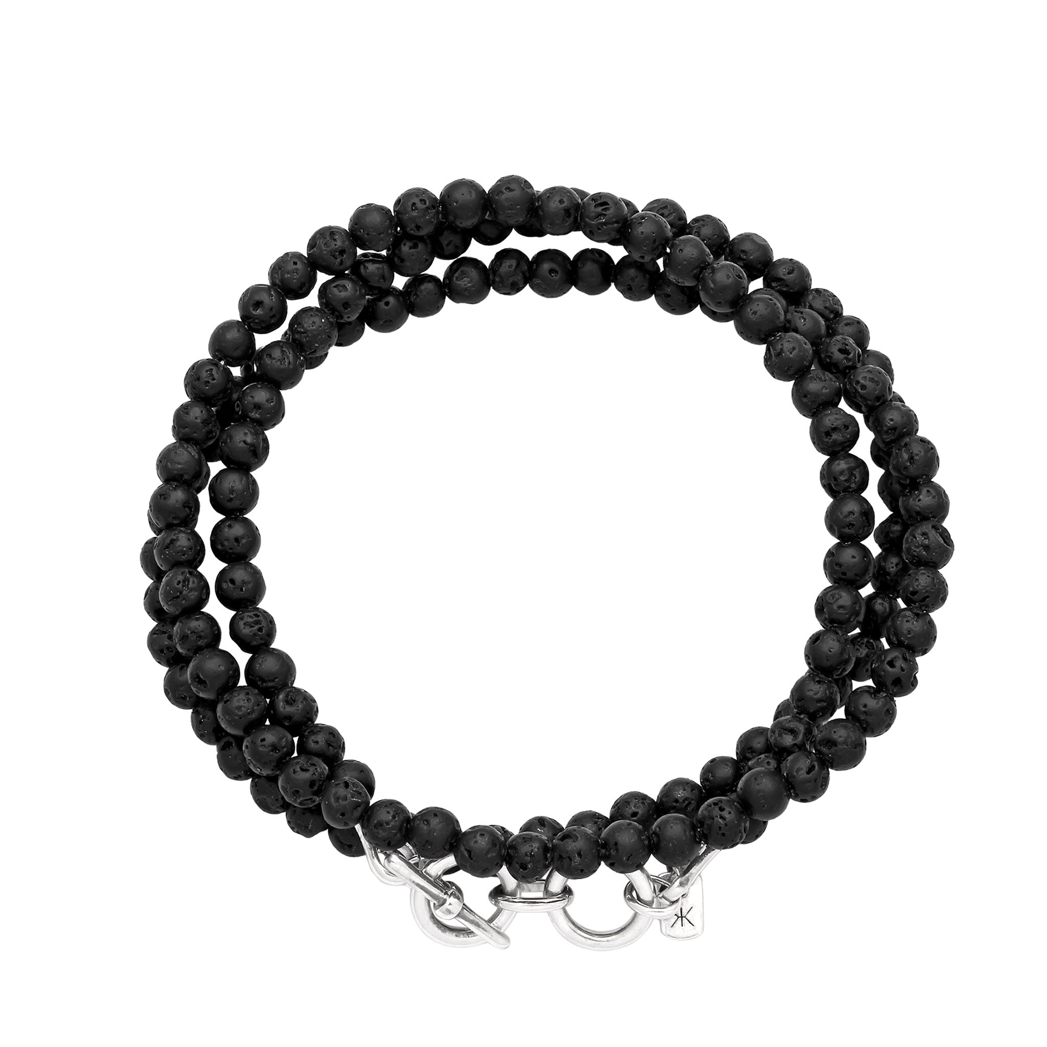 Schwarz - KUZZOI | Armband Perlen | Lava (Schwarz) | 925 Sterling Silber