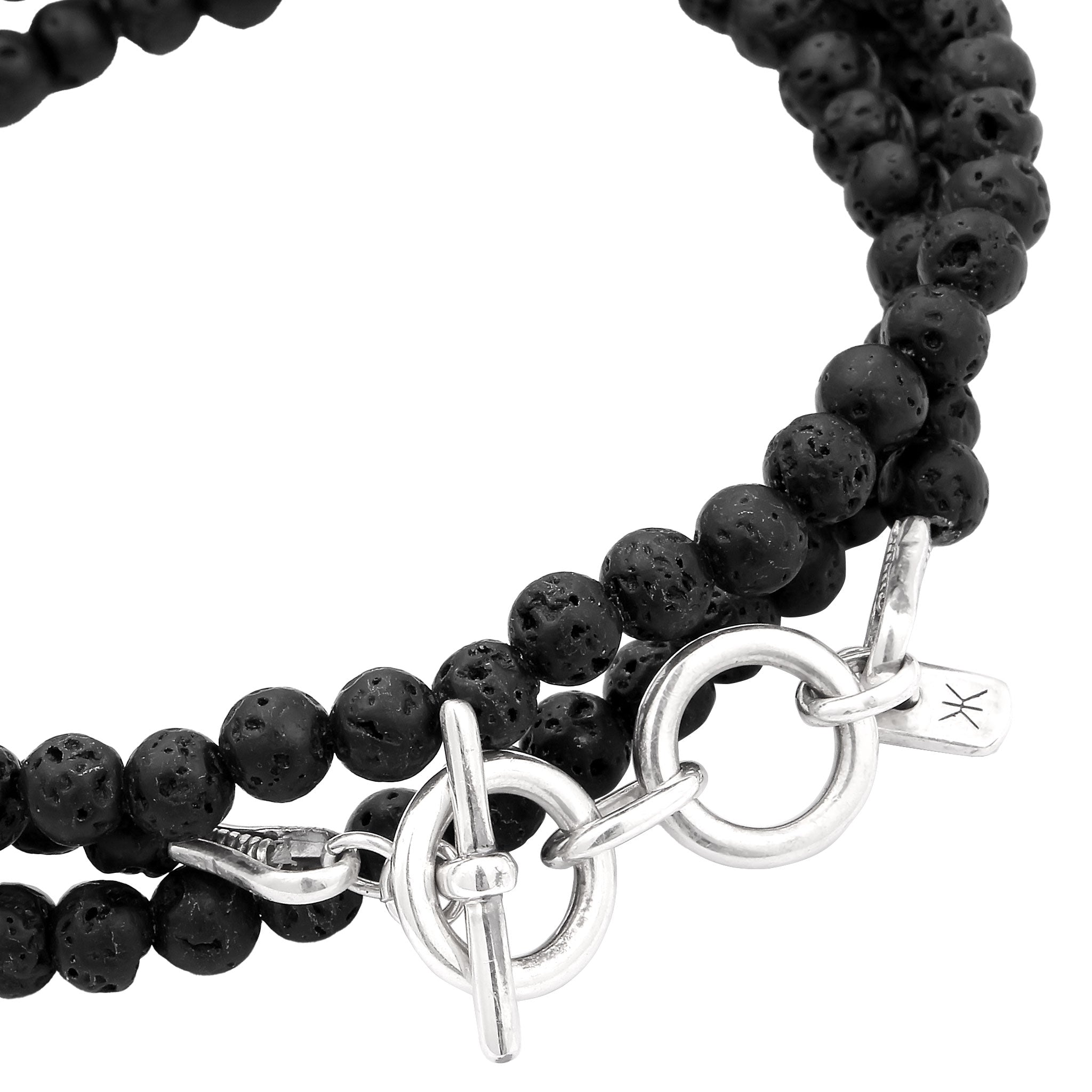 Schwarz - KUZZOI | Armband Perlen | Lava (Schwarz) | 925 Sterling Silber
