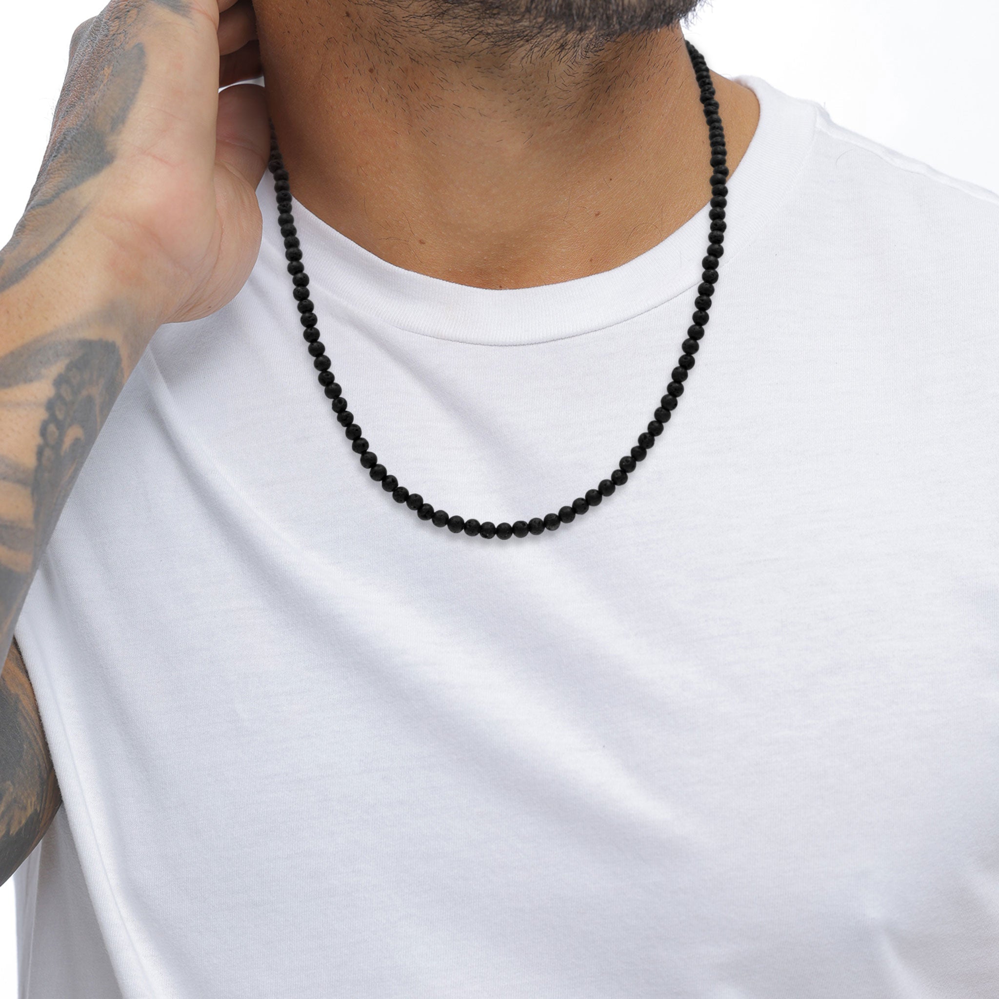 Schwarz - KUZZOI | Armband Perlen | Lava (Schwarz) | 925 Sterling Silber