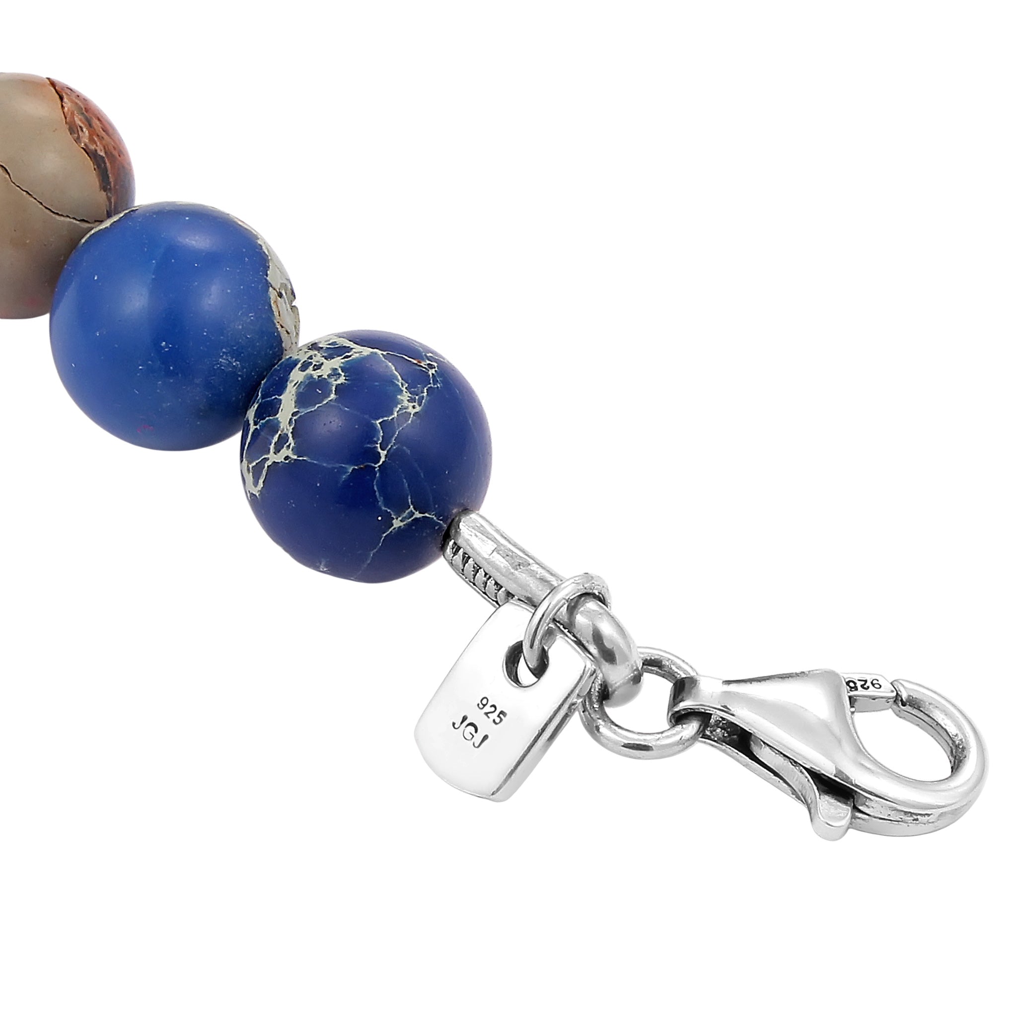 Blau - KUZZOI | Halskette Totenkopf | Achat Perlen (Blau) | 925 Sterling Silber