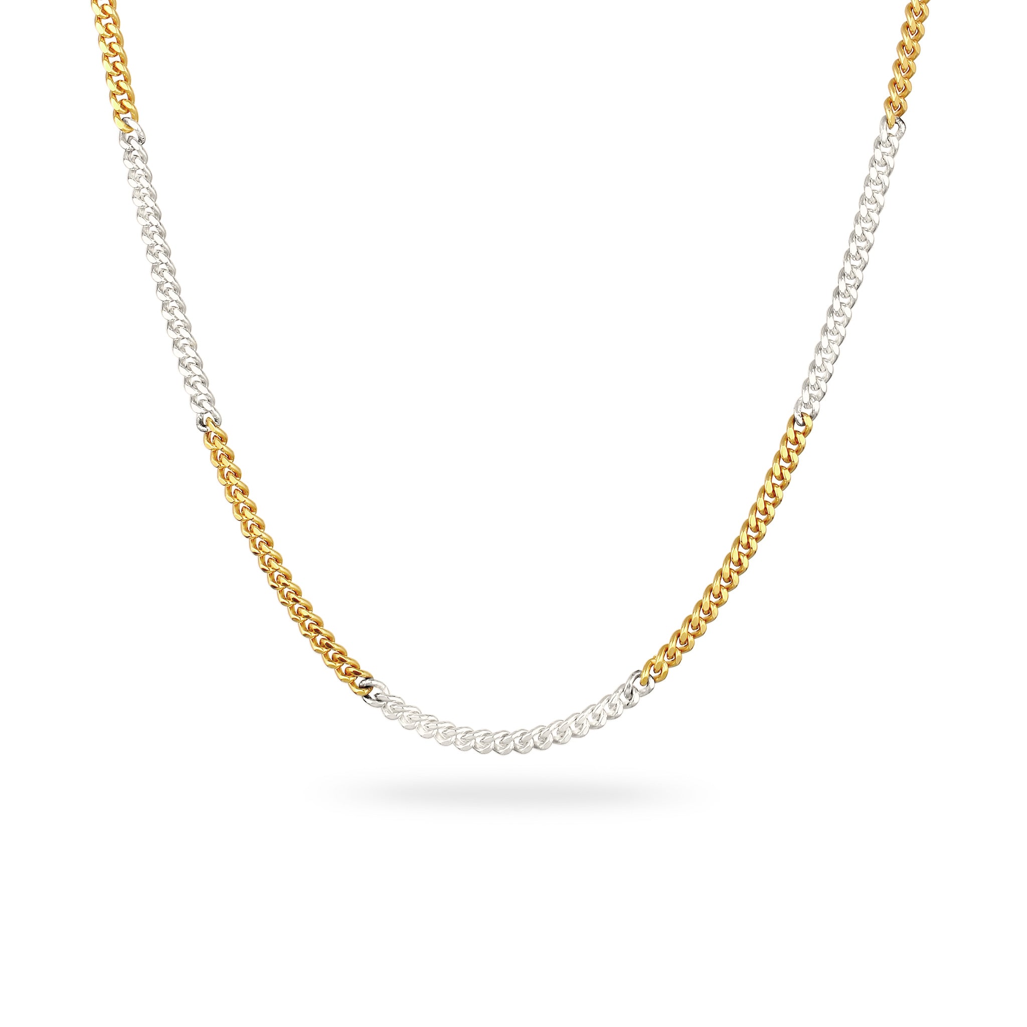 Zweifarbig - KUZZOI | Panzer-Halskette Bicolor | 925 Sterling Silber