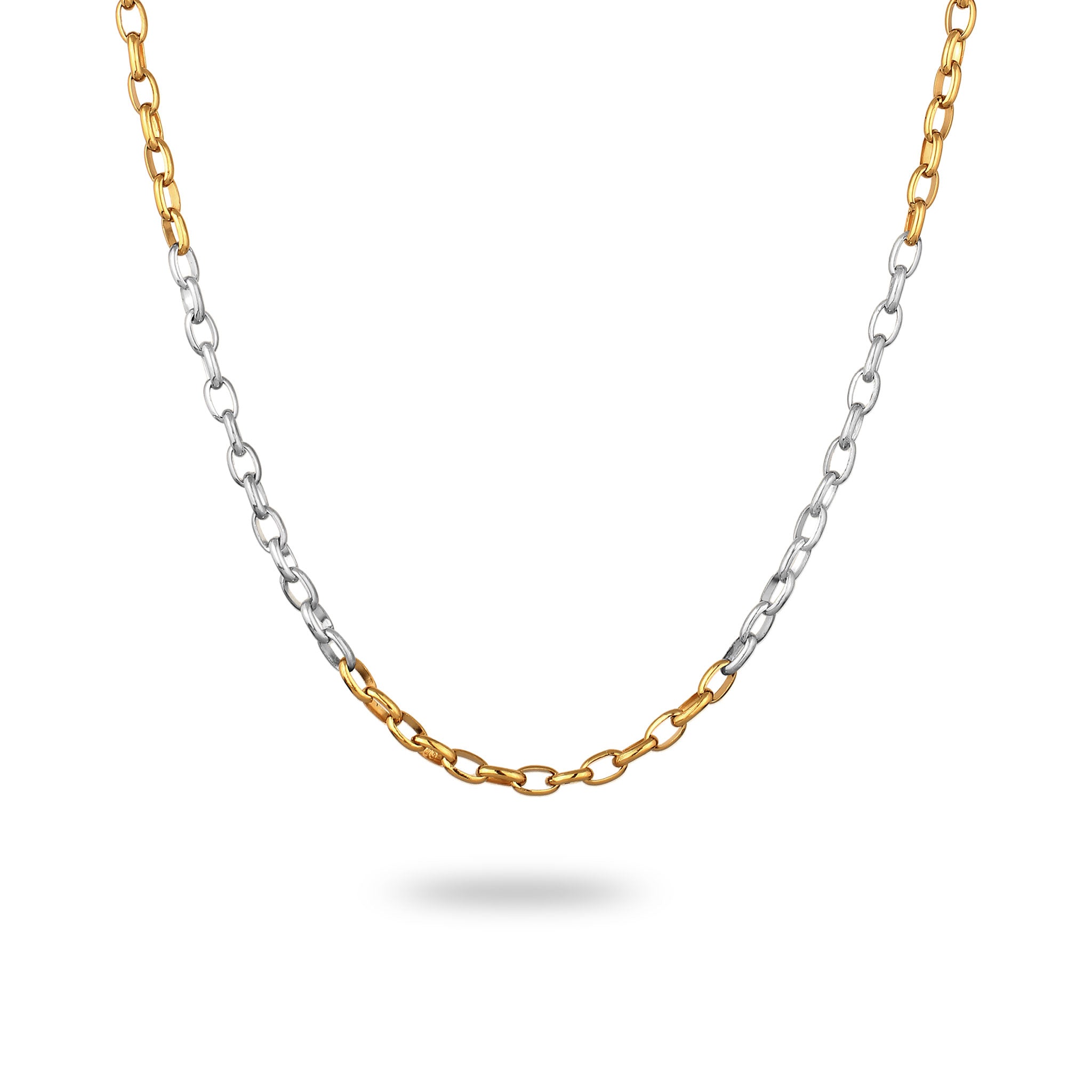 Zweifarbig - KUZZOI | Anker-Halskette Bicolor | 925 Sterling Silber vergoldet