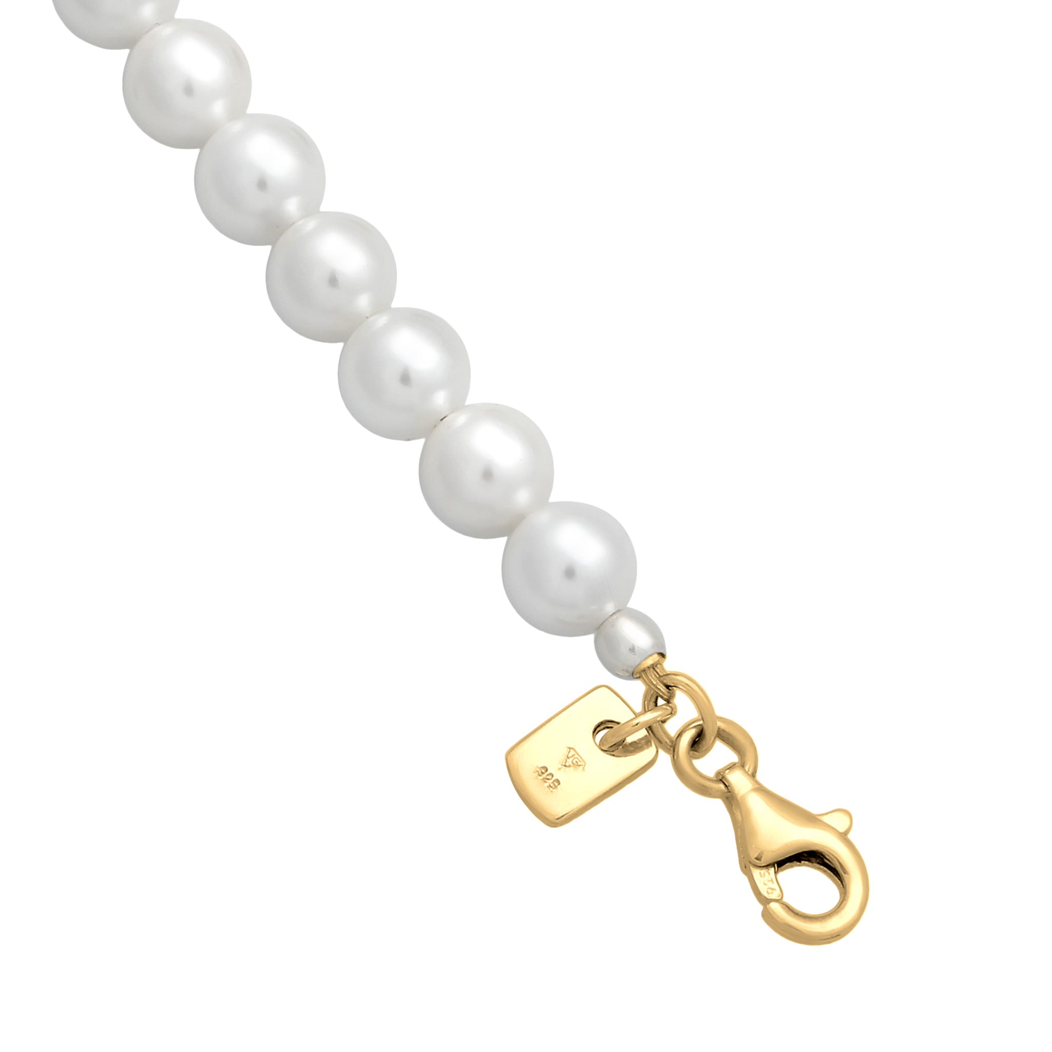 Gold - KUZZOI | Halskette | Muschelkernperlen (Weiß) | 925 Sterling Silber vergoldet