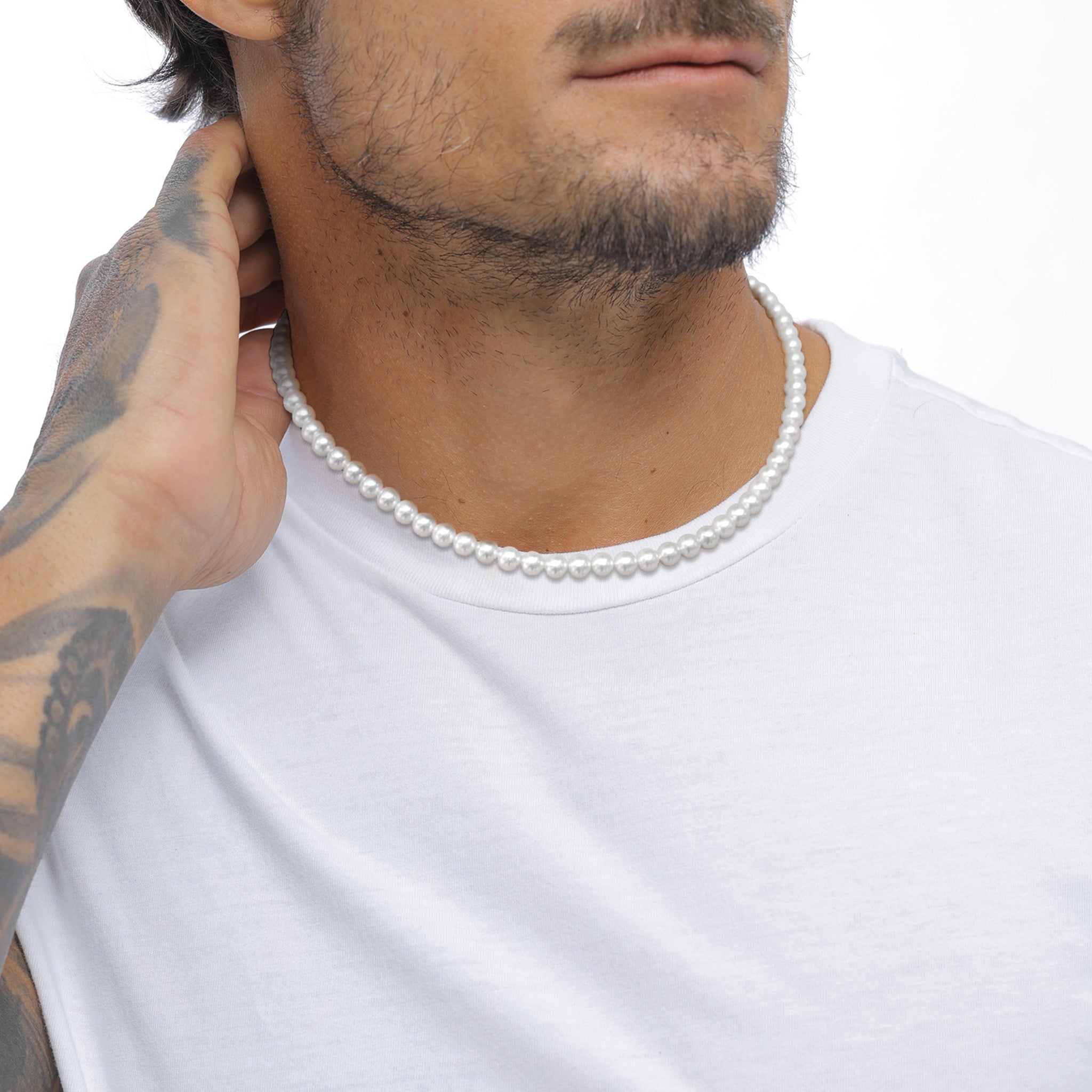 Gold - KUZZOI | Halskette | Muschelkernperlen (Weiß) | 925 Sterling Silber vergoldet