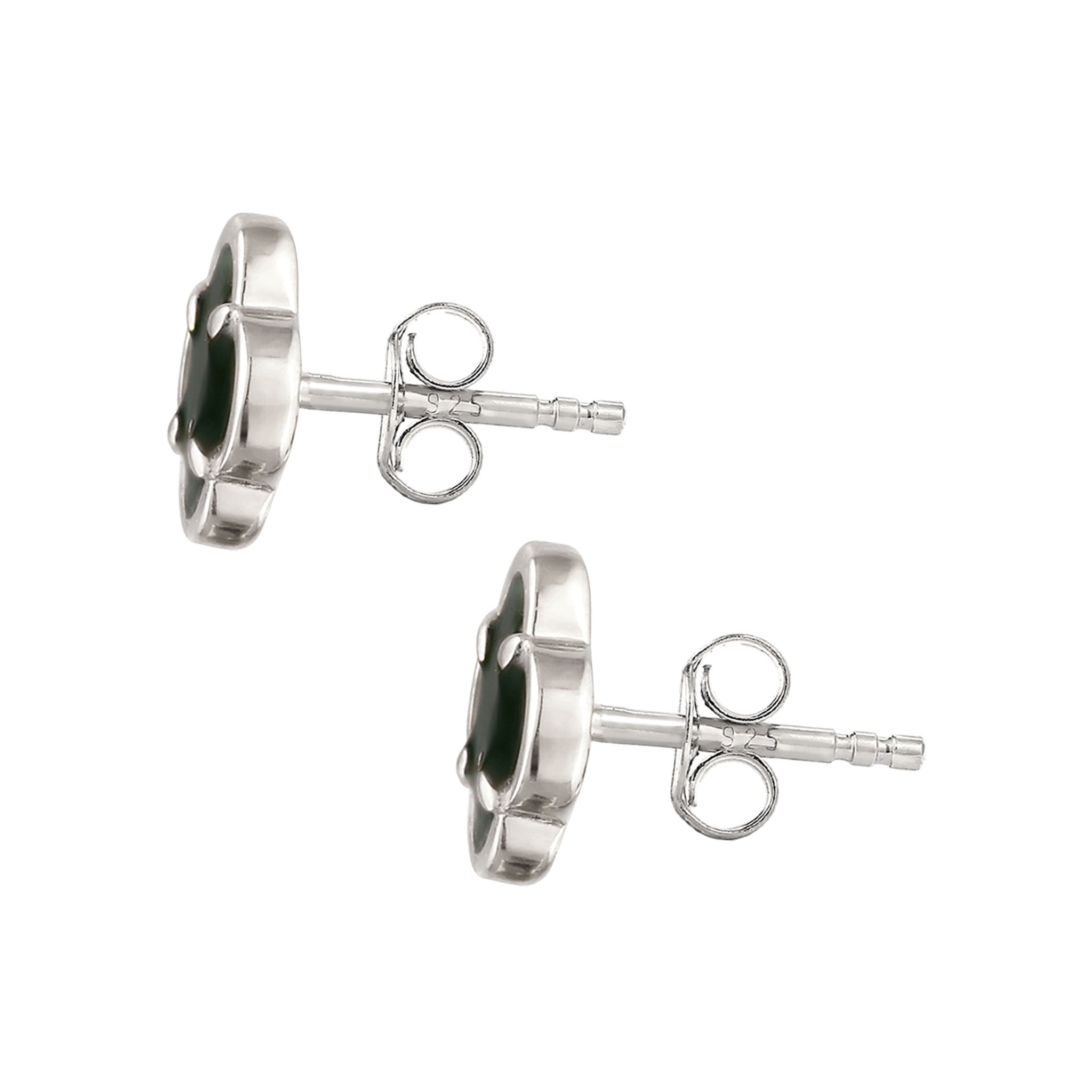 Silber - KUZZOI | Ohrstecker Kleeblatt | Emaille (Grün) | 925 Sterling Silber