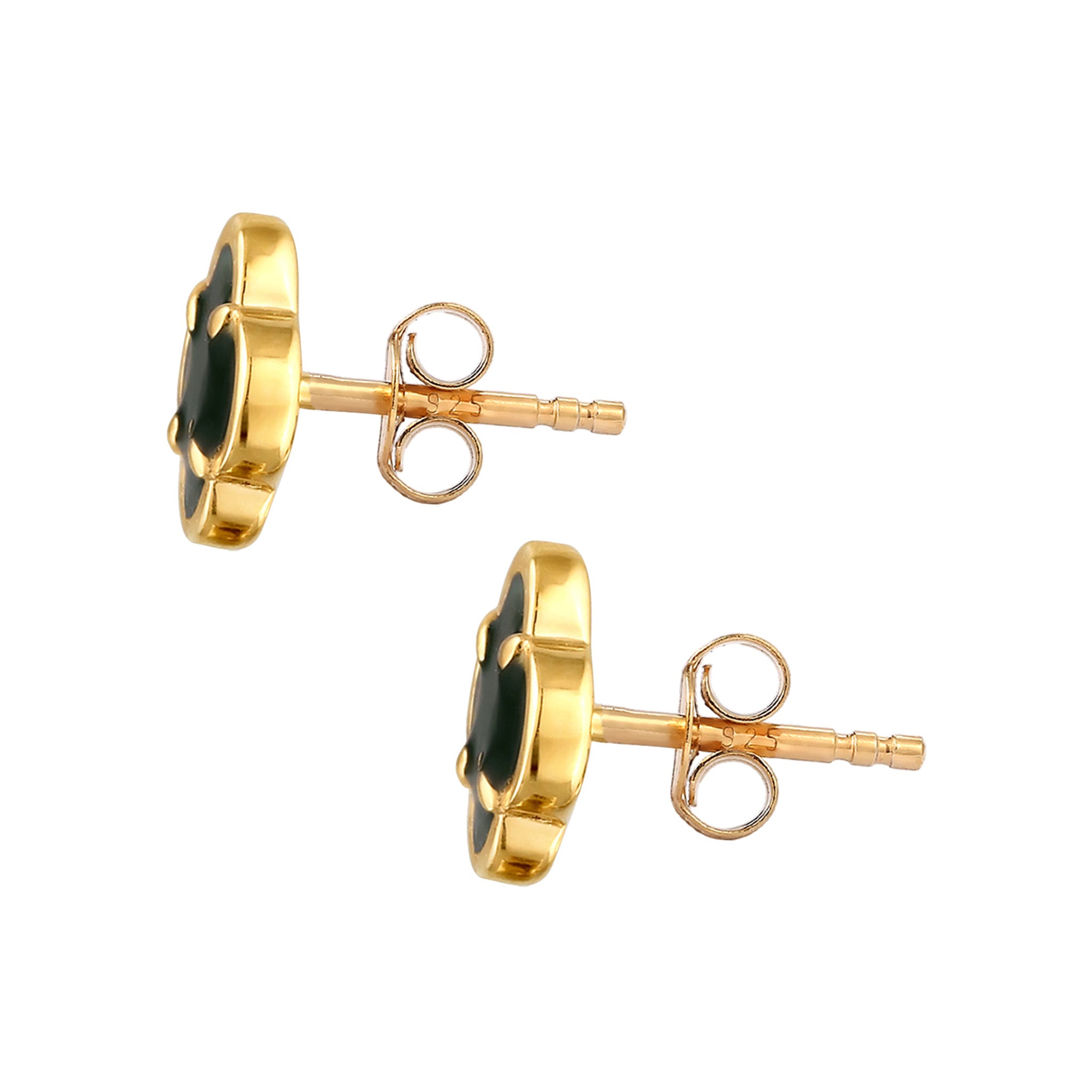 Gold - KUZZOI | Ohrstecker Kleeblatt | Emaille (Grün) | 925 Sterling Silber vergoldet
