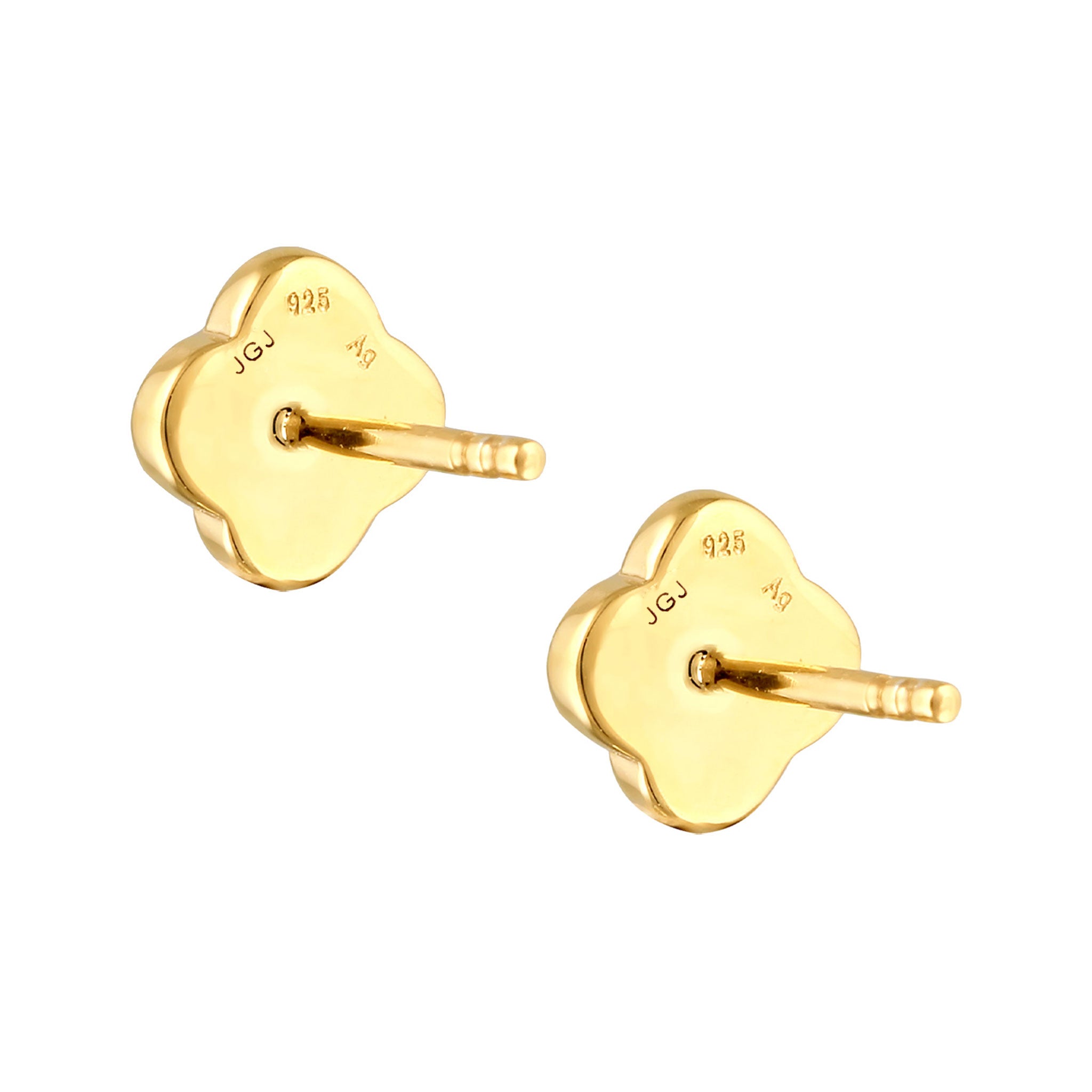 Gold - KUZZOI | Ohrstecker Kleeblatt | Emaille (Grün) | 925 Sterling Silber vergoldet