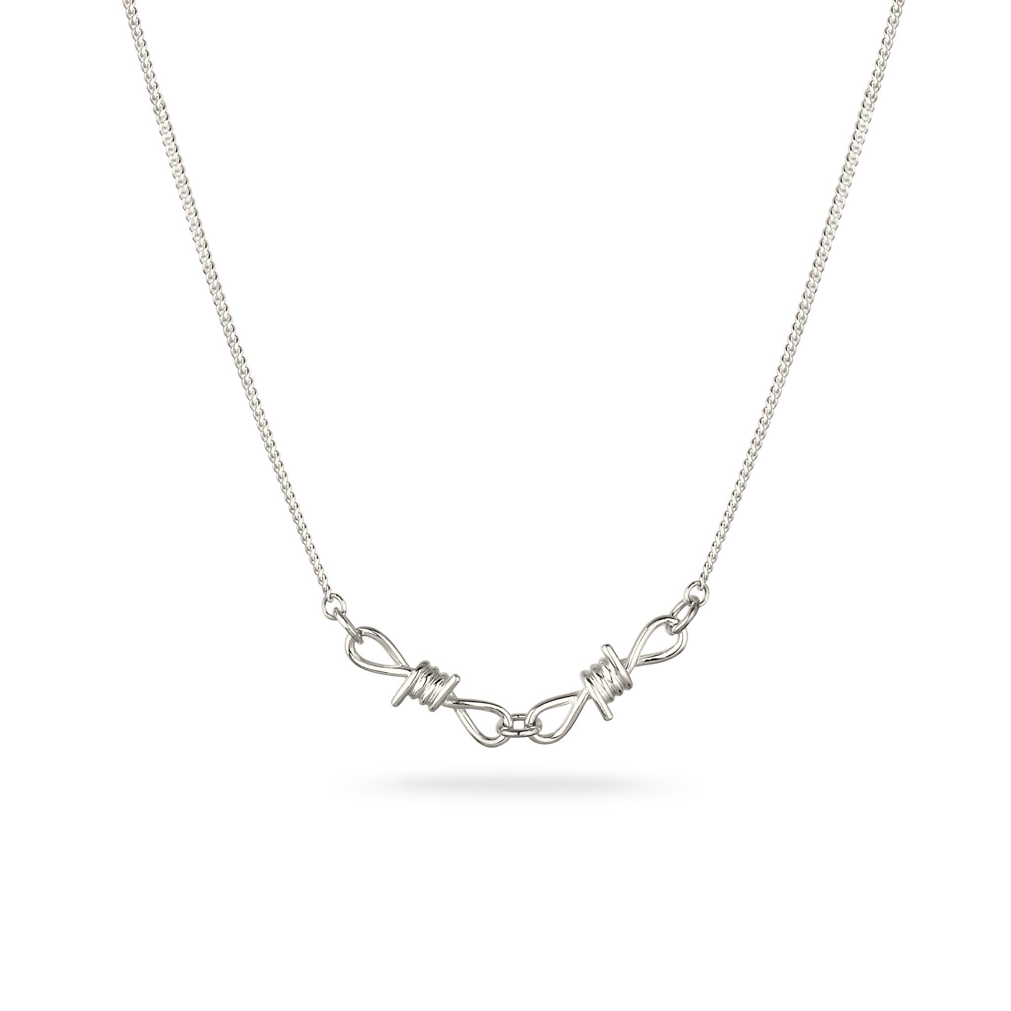 Silber - KUZZOI | Panzer-Halskette Stacheldraht Anhänger | 925 Sterling Silber