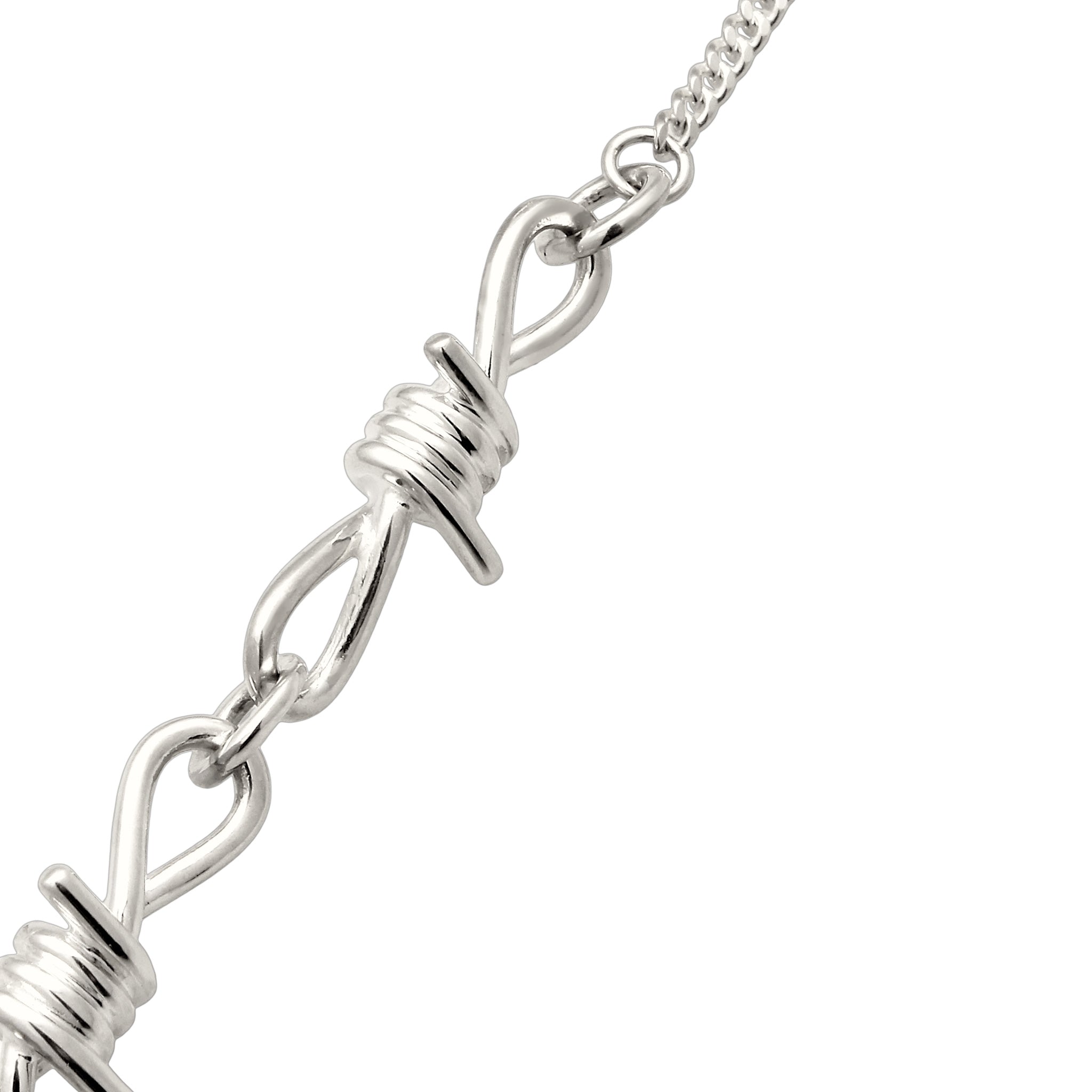 Silber - KUZZOI | Panzer-Halskette Stacheldraht Anhänger | 925 Sterling Silber