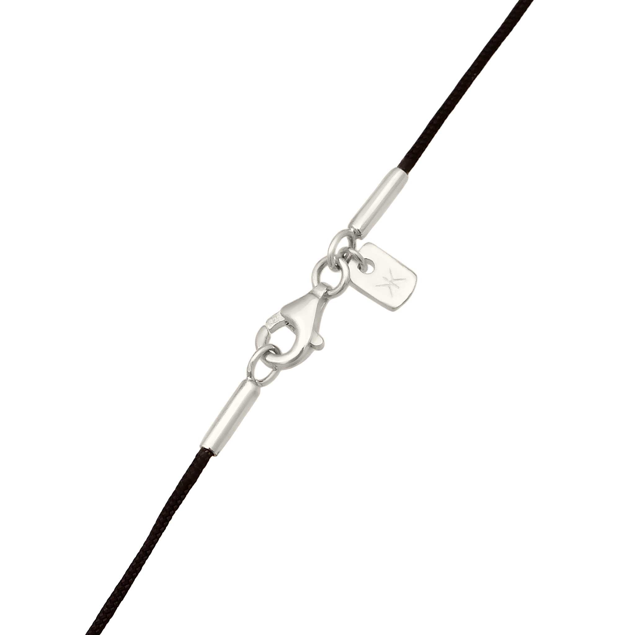 Silber - KUZZOI | Halskette Plättchen | Nylon (Schwarz) | 925 Sterling Silber