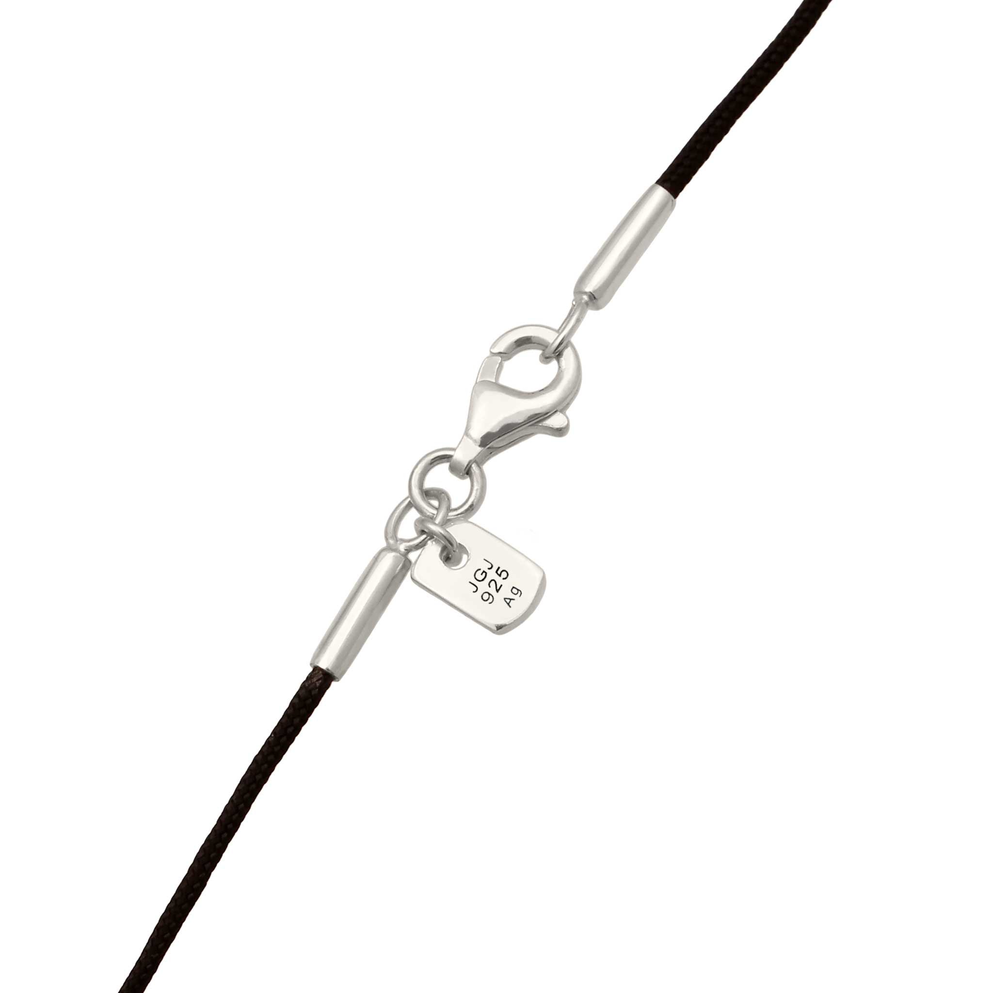 Silber - KUZZOI | Halskette Plättchen | Nylon (Schwarz) | 925 Sterling Silber