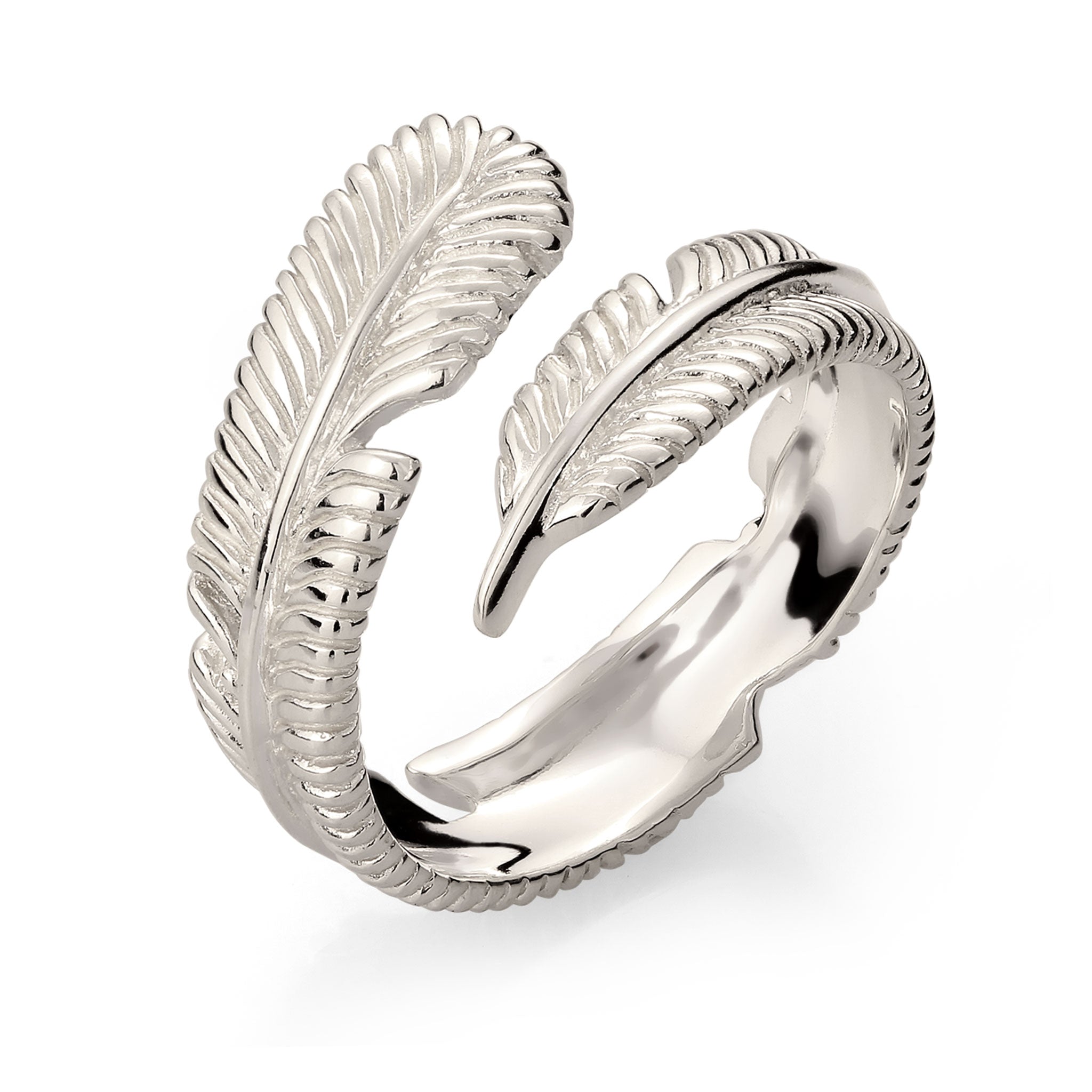 Silber - KUZZOI | Wickelring Feder | 925 Sterling Silber