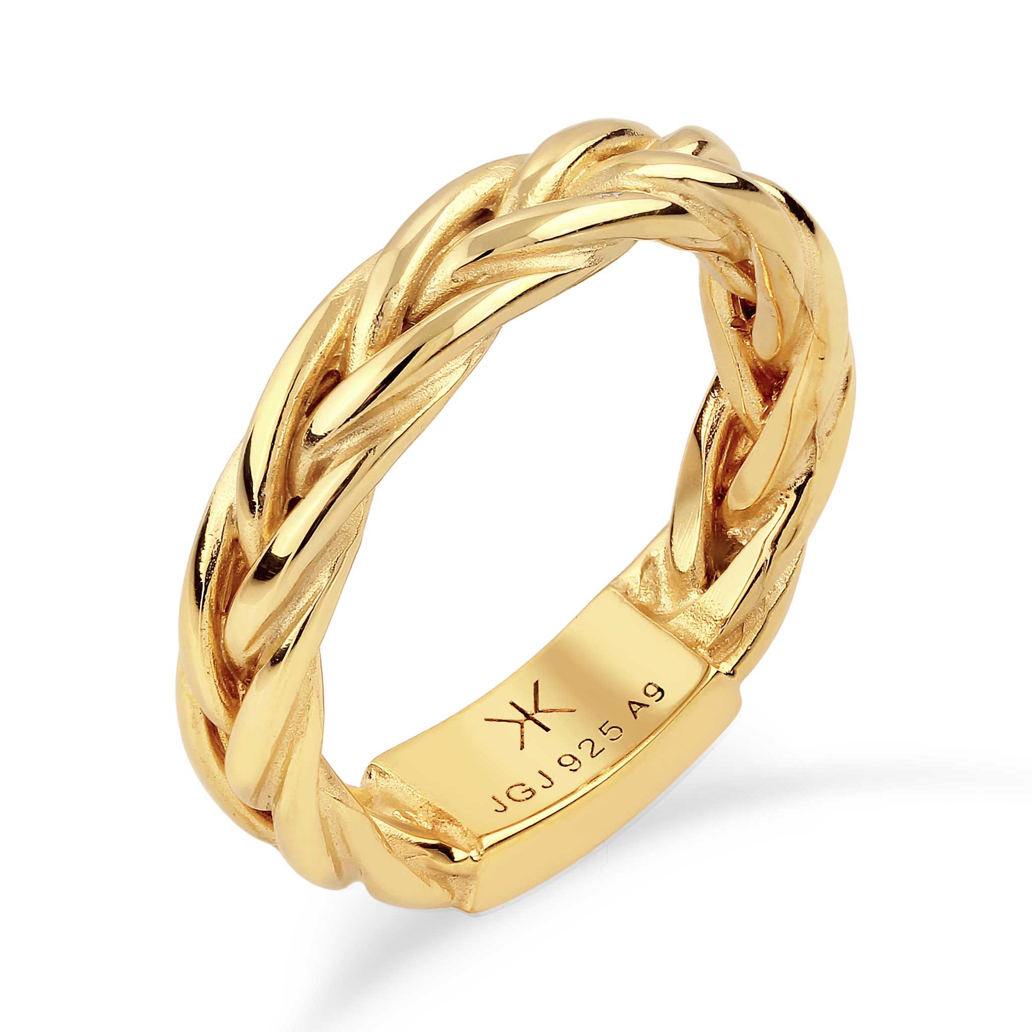 Gold - KUZZOI | Bandring Zopfmuster | 925 Sterling Silber