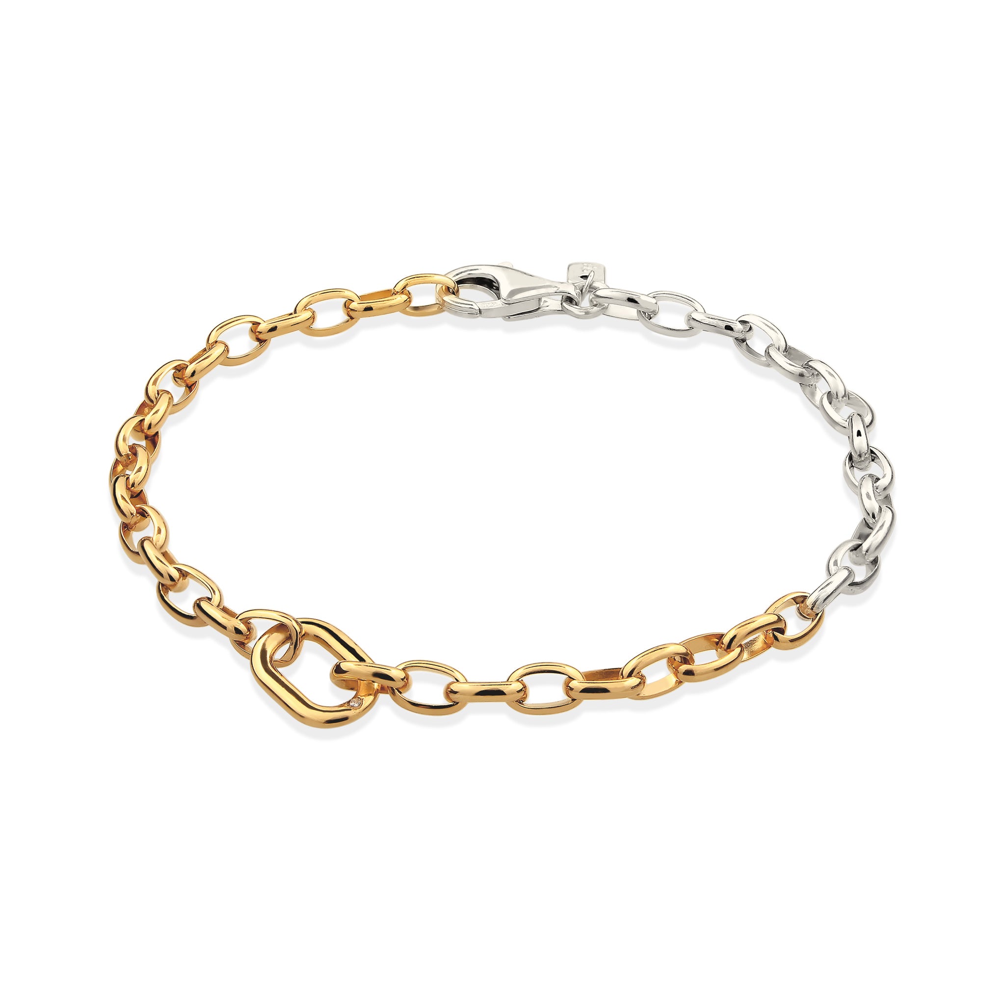 Zweifarbig - KUZZOI | Glieder-Armband Bicolor | mit Kristallen von Swarovski® (Weiß) | 925 Sterling Silber