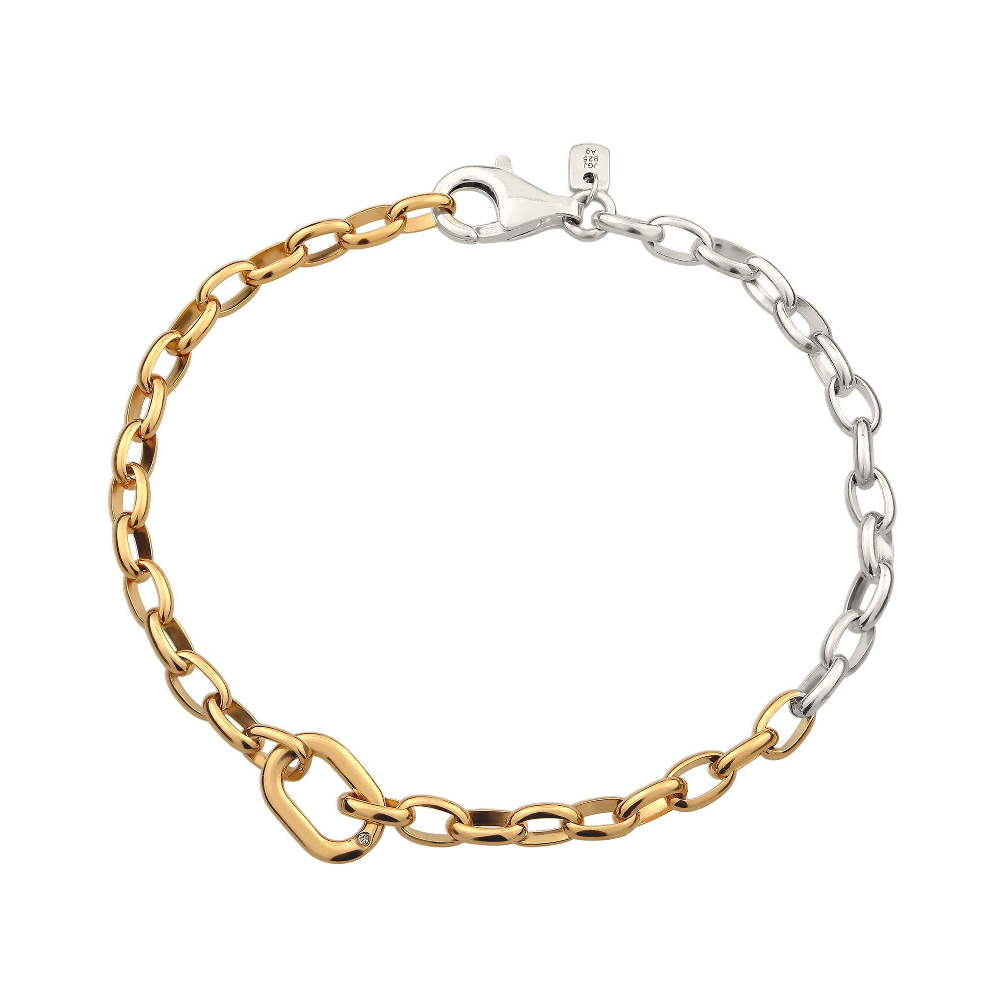 Zweifarbig - KUZZOI | Glieder-Armband Bicolor | mit Kristallen von Swarovski® (Weiß) | 925 Sterling Silber