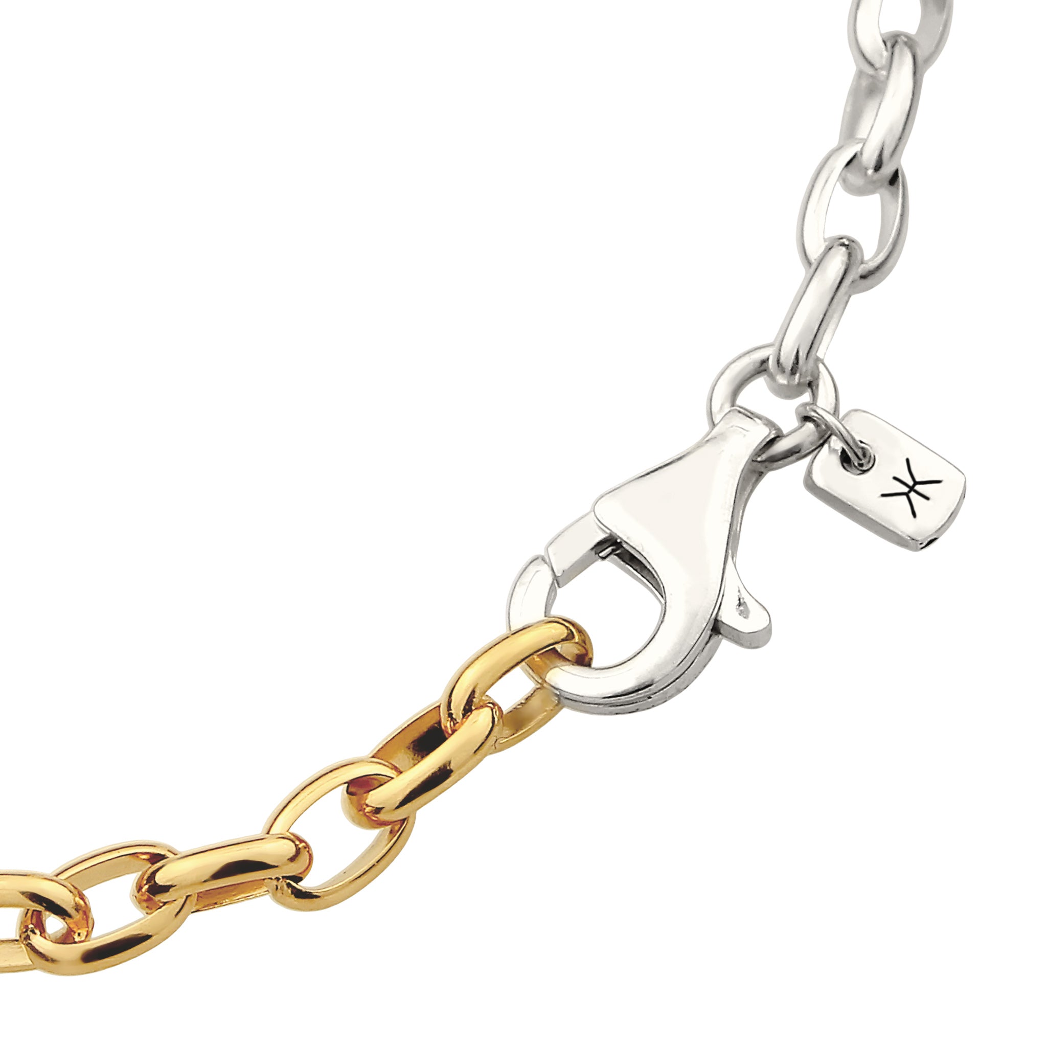 Zweifarbig - KUZZOI | Glieder-Armband Bicolor | mit Kristallen von Swarovski® (Weiß) | 925 Sterling Silber