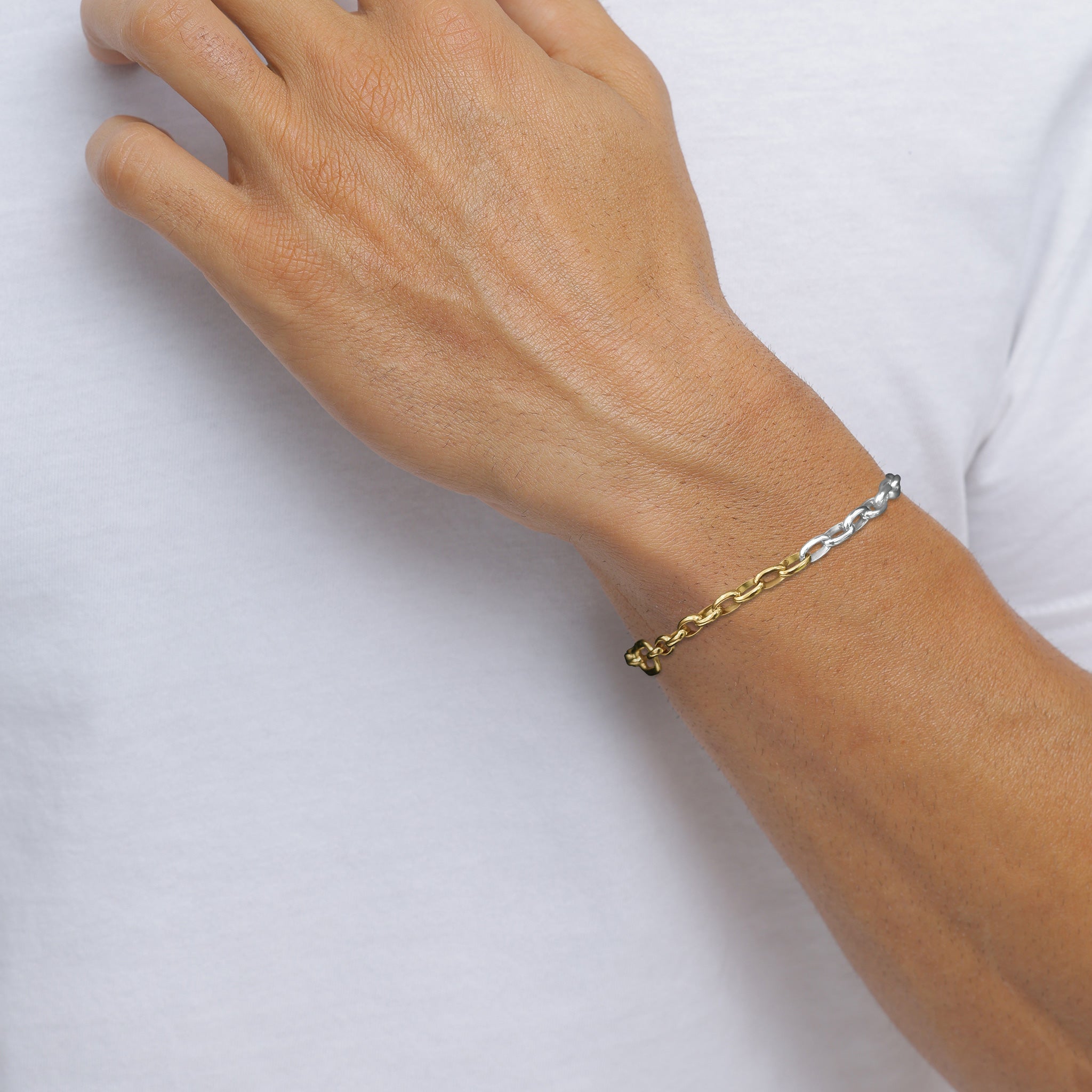 Zweifarbig - KUZZOI | Glieder-Armband Bicolor | mit Kristallen von Swarovski® (Weiß) | 925 Sterling Silber