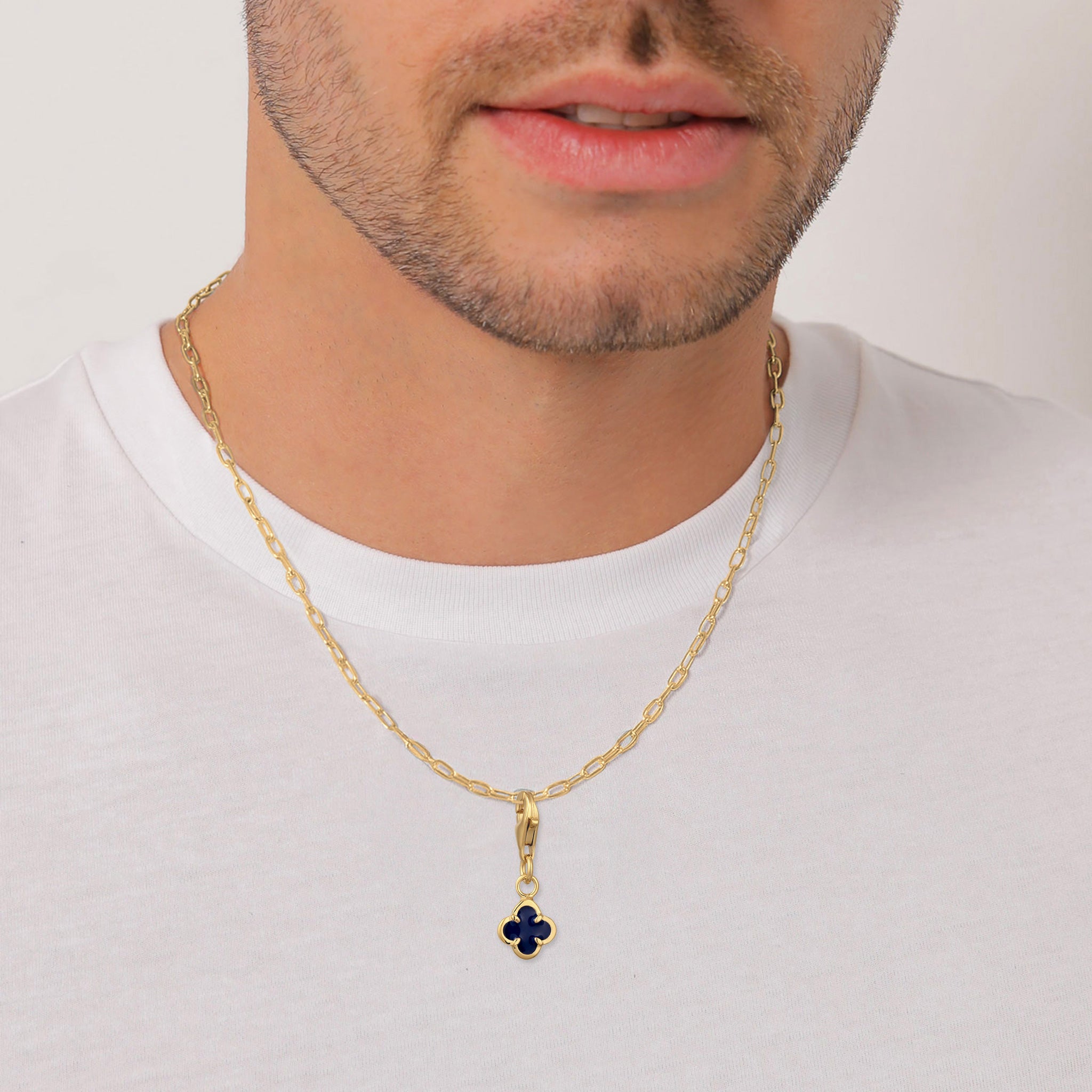 Gold - KUZZOI | Charm Kleeblatt | Emaille (Schwarz) | 925 Sterling Silber vergoldet