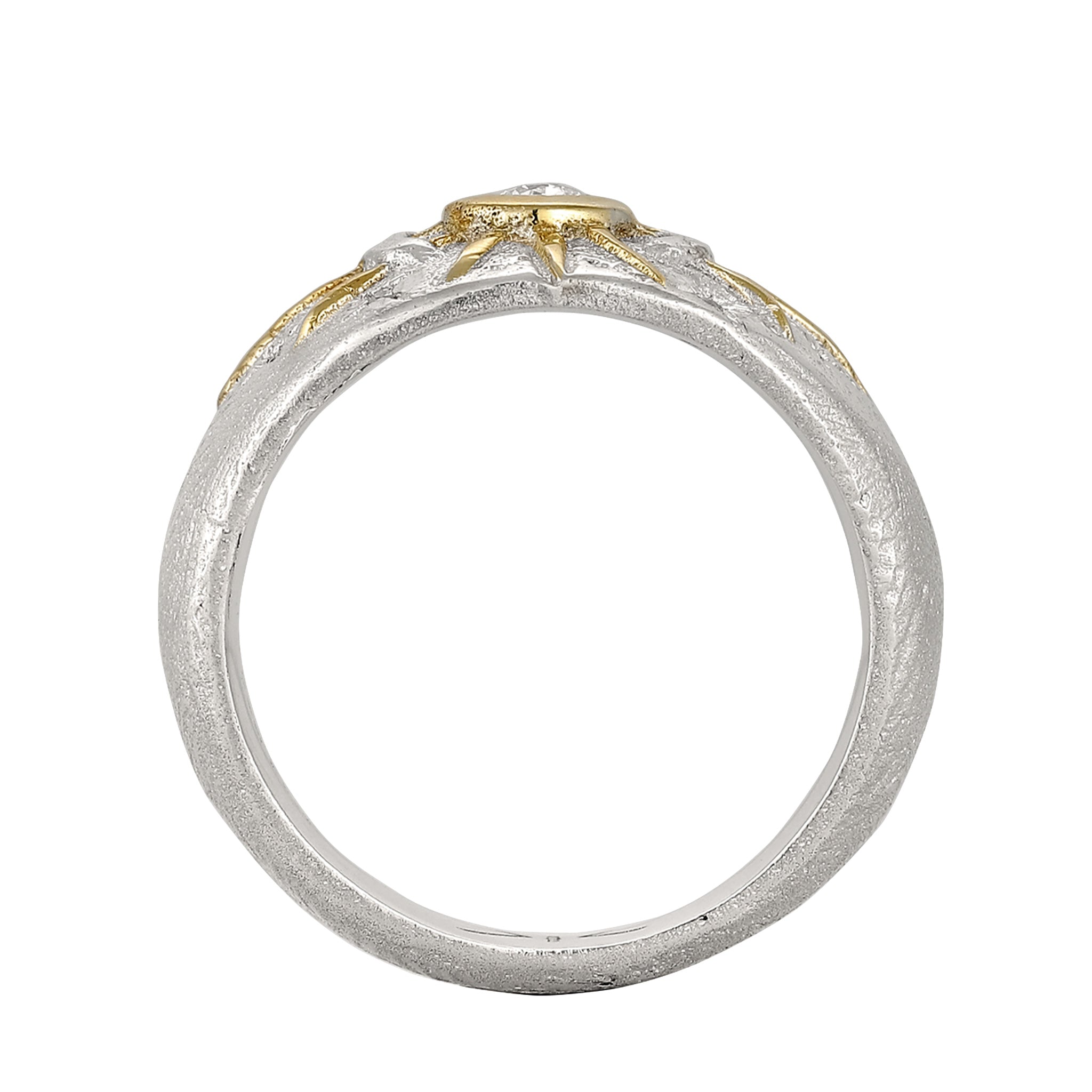 Zweifarbig - KUZZOI | Bandring Astro Vintage | Zirkonia (Weiß) | 925 Sterling Silber vergoldet