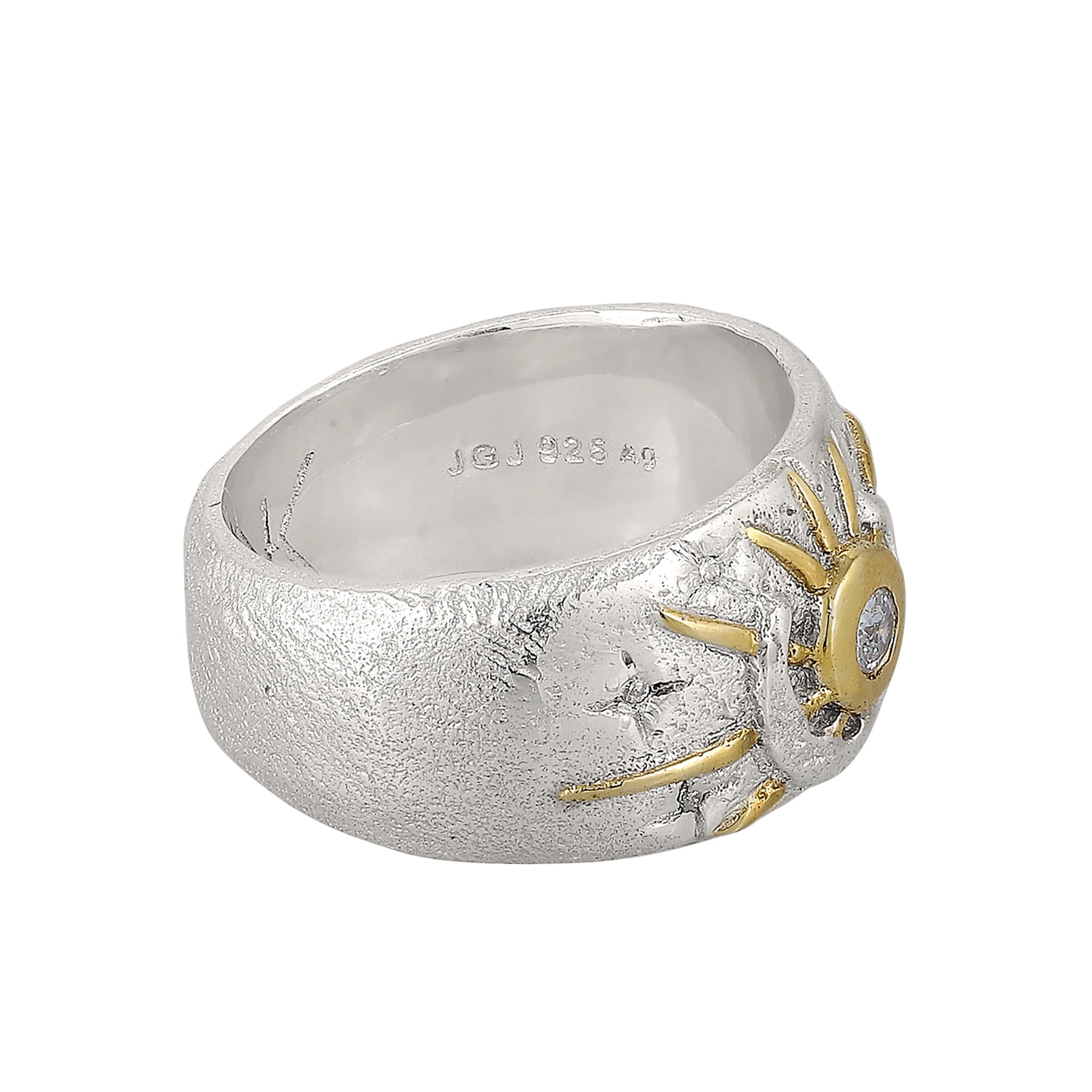 Zweifarbig - KUZZOI | Bandring Astro Vintage | Zirkonia (Weiß) | 925 Sterling Silber vergoldet