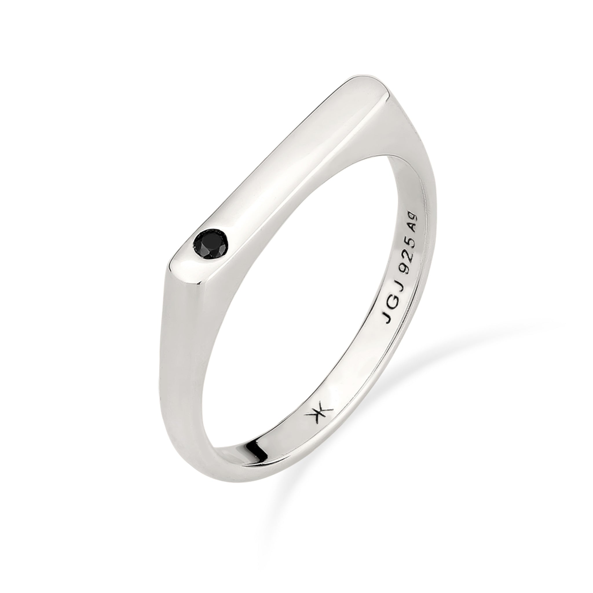 Silber - KUZZOI | Siegelring Filigran | Zirkonia (Schwarz) | 925 Sterling Silber