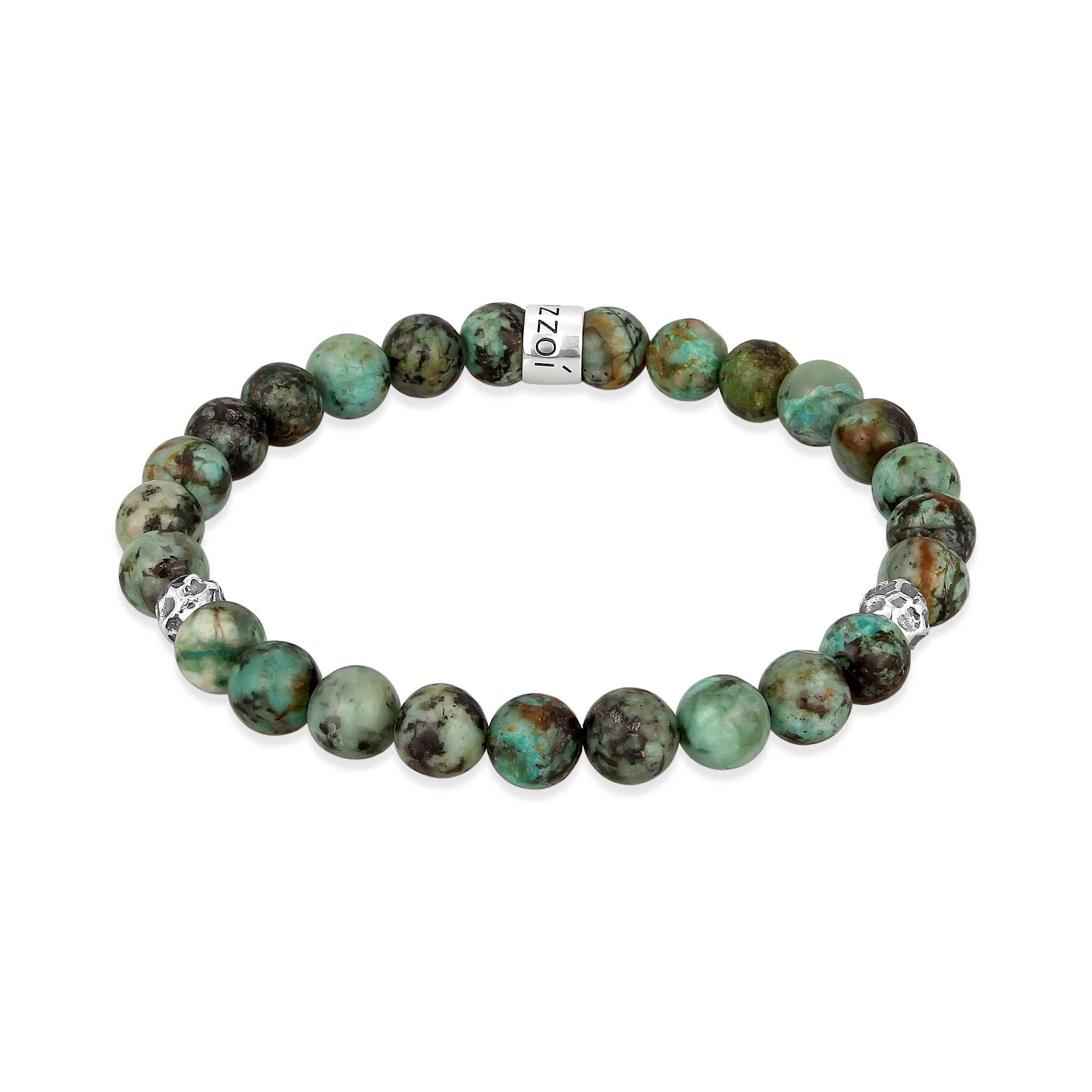 Grün - KUZZOI | Beads-Armband | Türkis Perlen (Grün-Braun) | 925 Sterling Silber