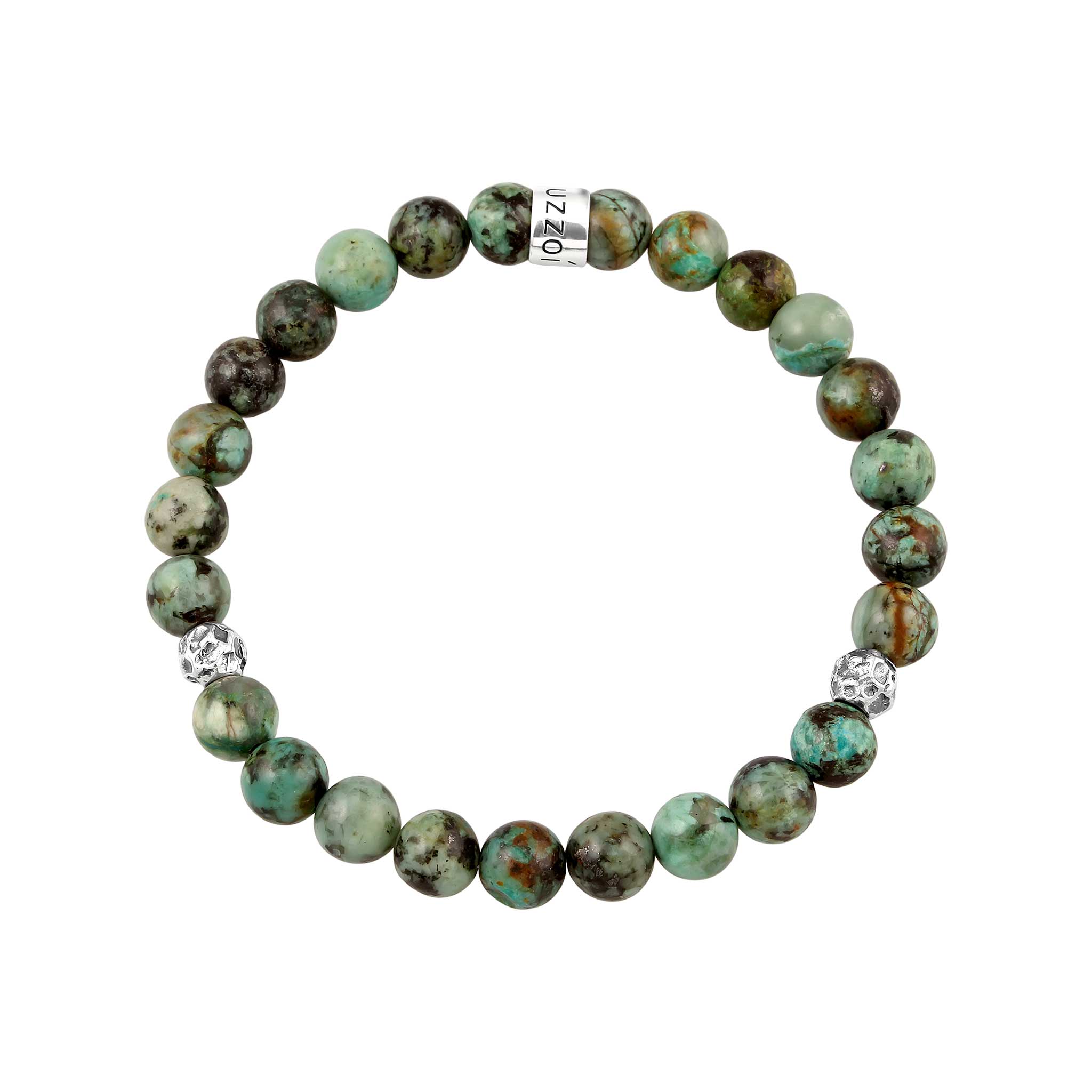 Grün - KUZZOI | Beads-Armband | Türkis Perlen (Grün-Braun) | 925 Sterling Silber