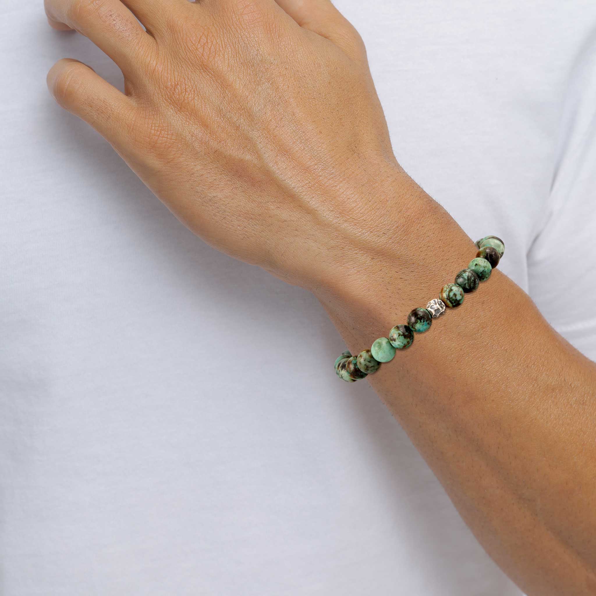 Grün - KUZZOI | Beads-Armband | Türkis Perlen (Grün-Braun) | 925 Sterling Silber