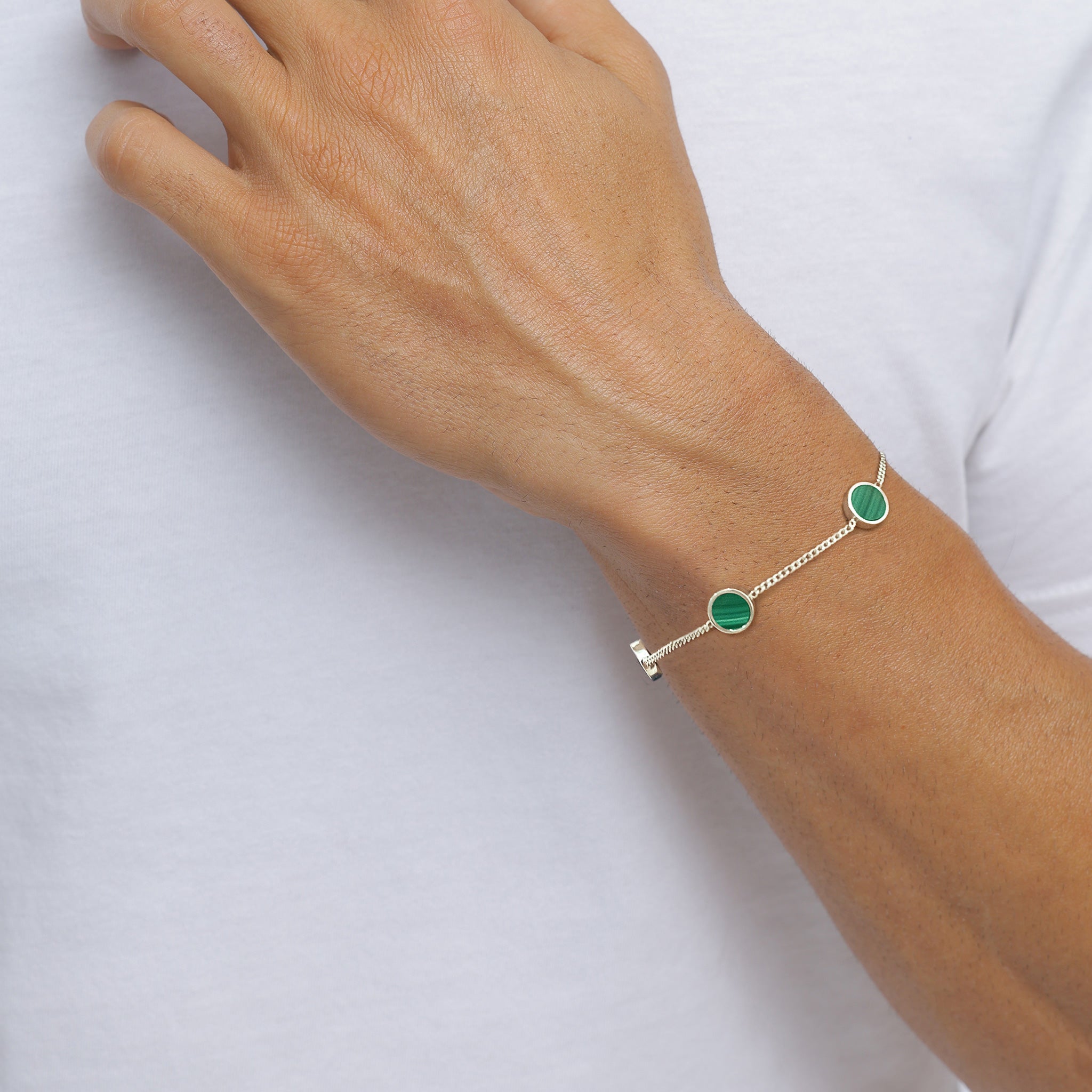 Silber - KUZZOI | Panzer-Armband | Malachit (Grün) | 925 Sterling Silber