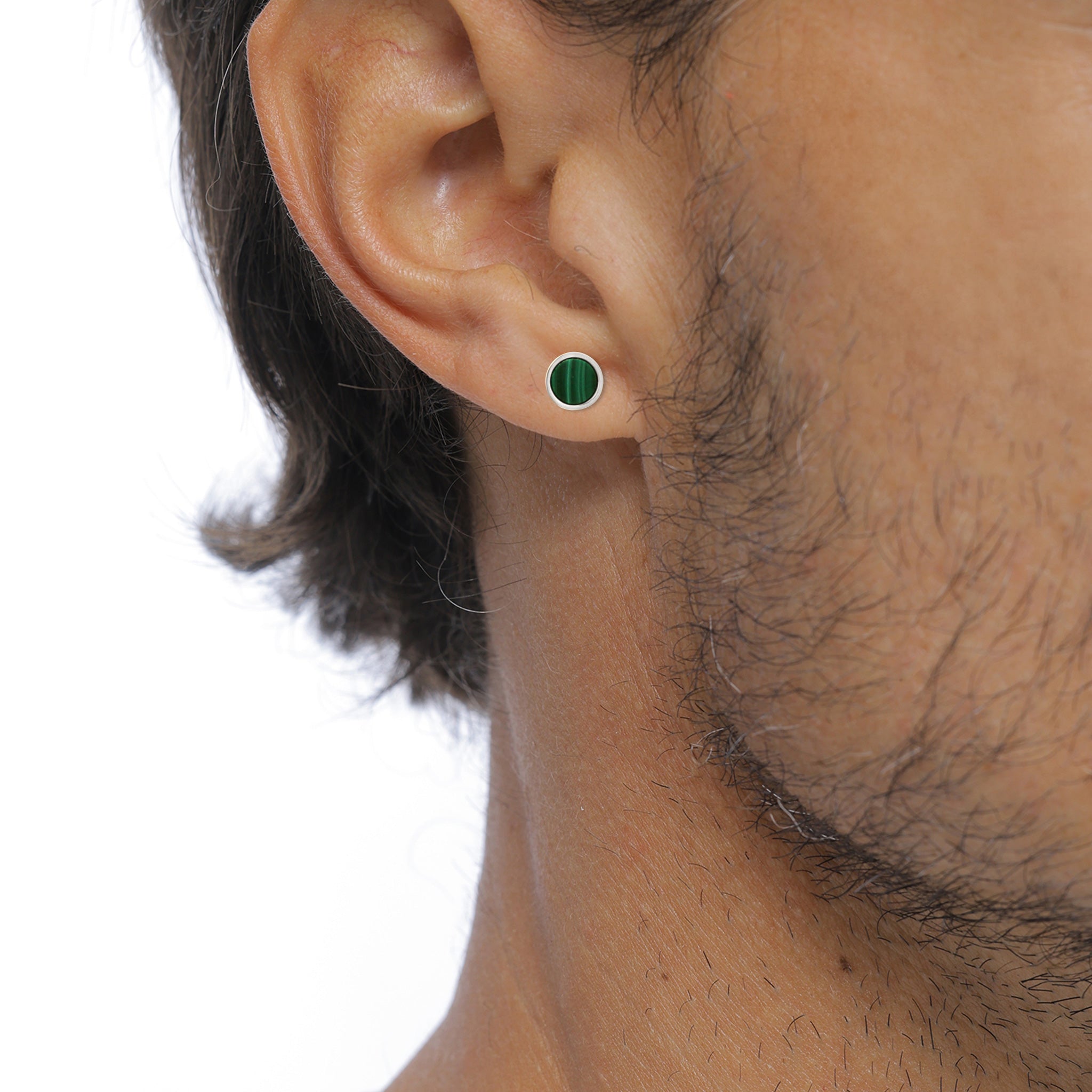 Silber - KUZZOI | Ohrstecker Rund | Malachit (Grün) | 925 Sterling Silber