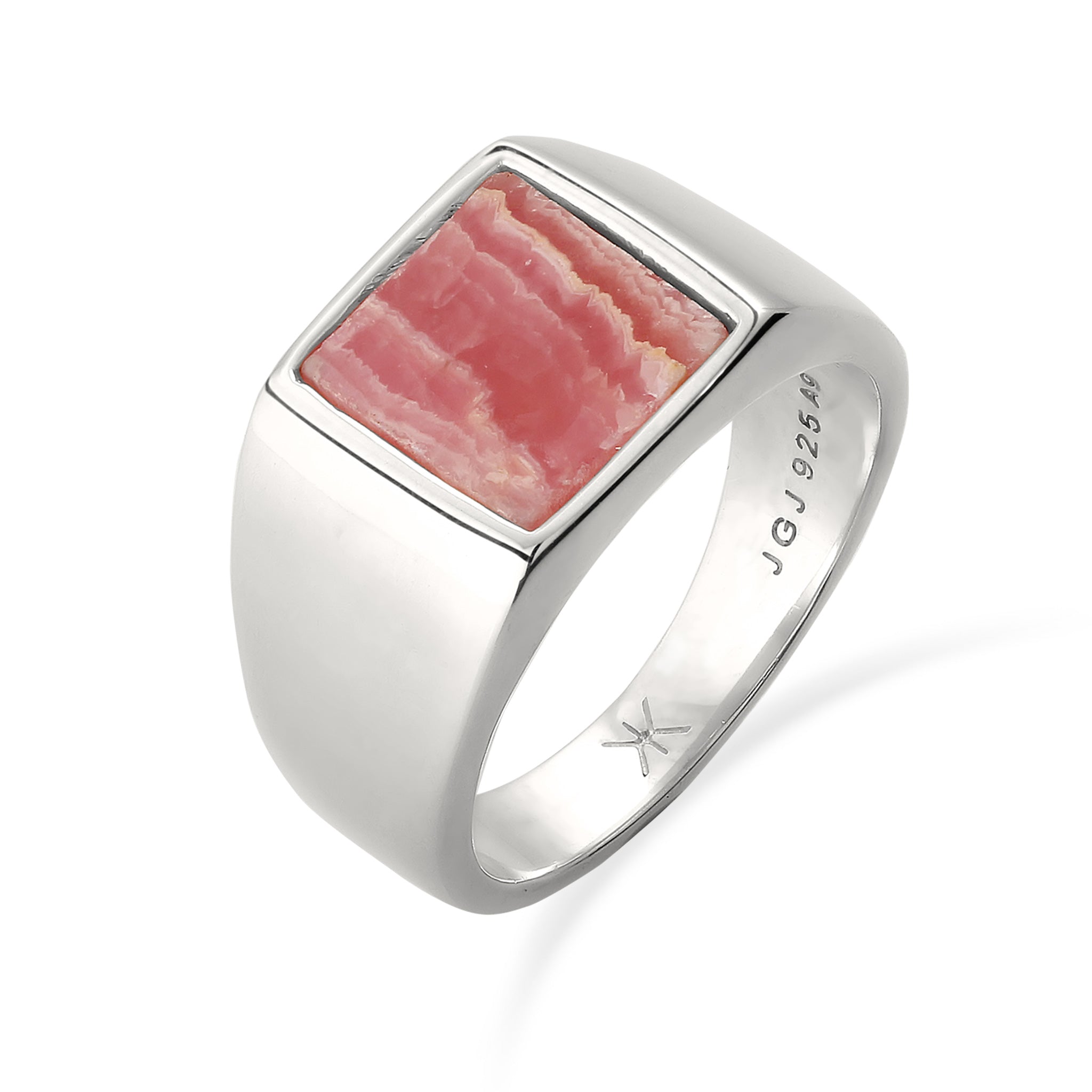 Silber - KUZZOI | Siegelring | Rhodochrosit (Orange) | 925 Sterling Silber