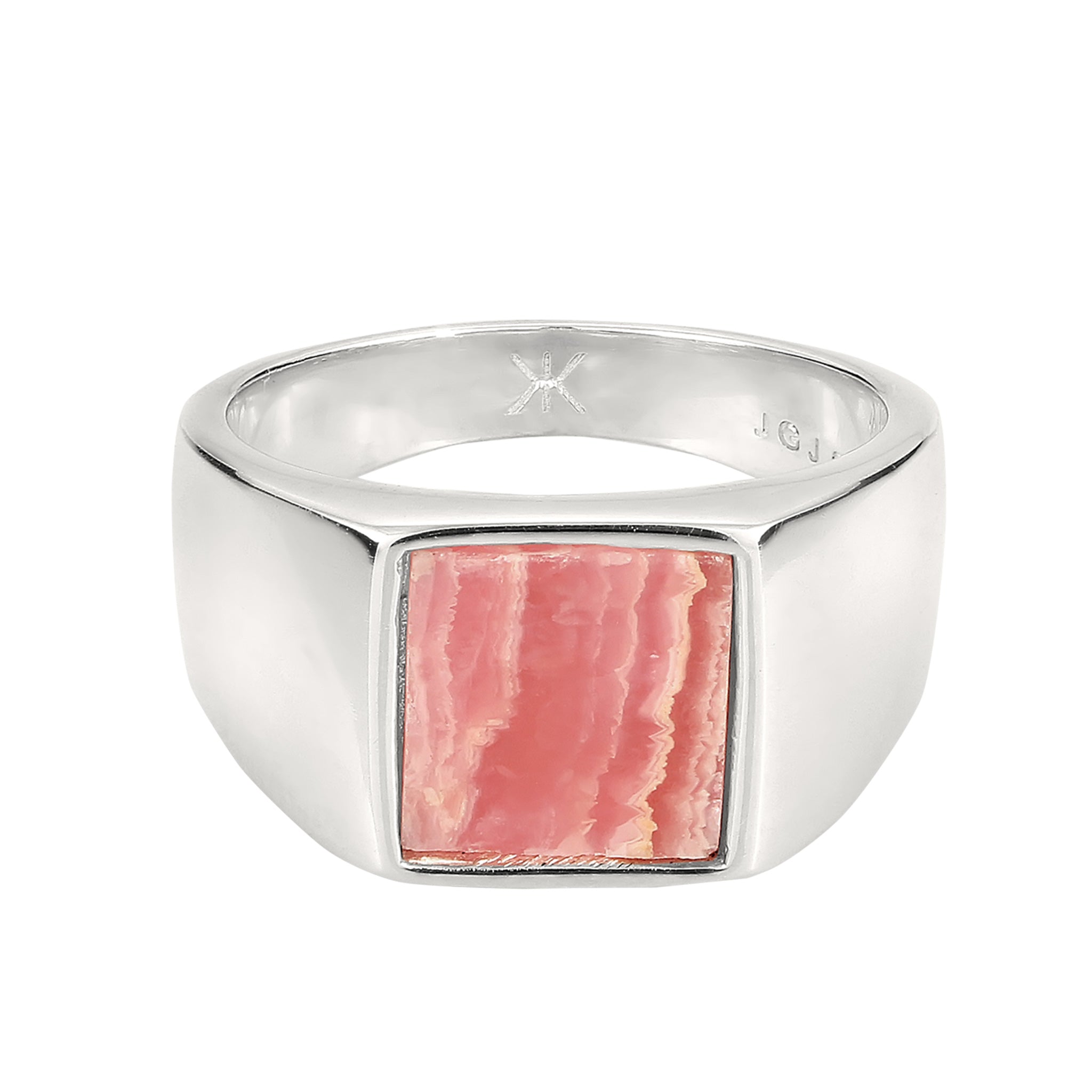 Silber - KUZZOI | Siegelring | Rhodochrosit (Orange) | 925 Sterling Silber