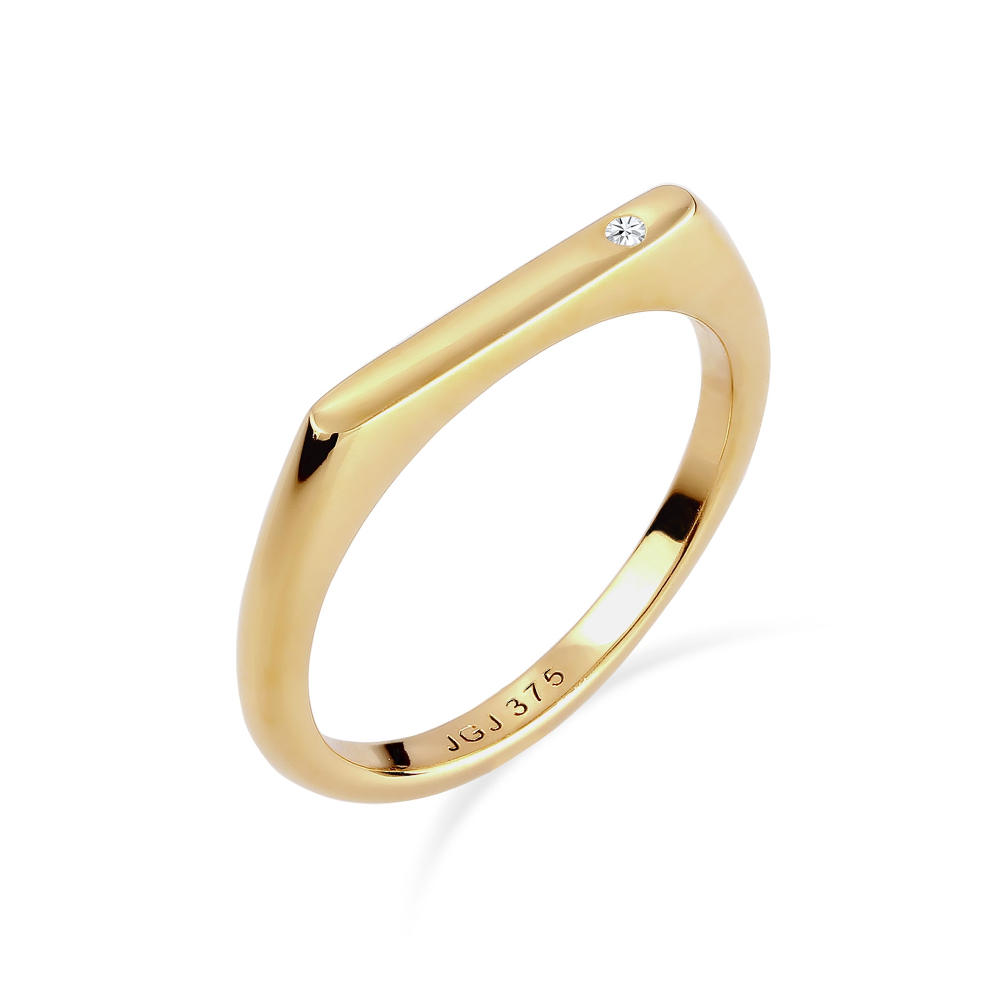 Gold - KUZZOI | Siegelring Filigran | Lab Grown Diamant (Weiß, 0.02 ct) | 375 Gelbgold