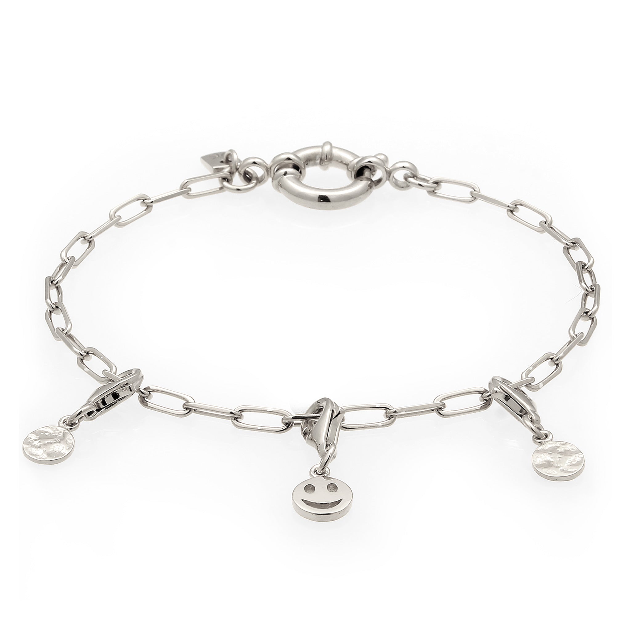 Silber - KUZZOI | Armband Anhänger Smiling Face | 925 Sterling Silber
